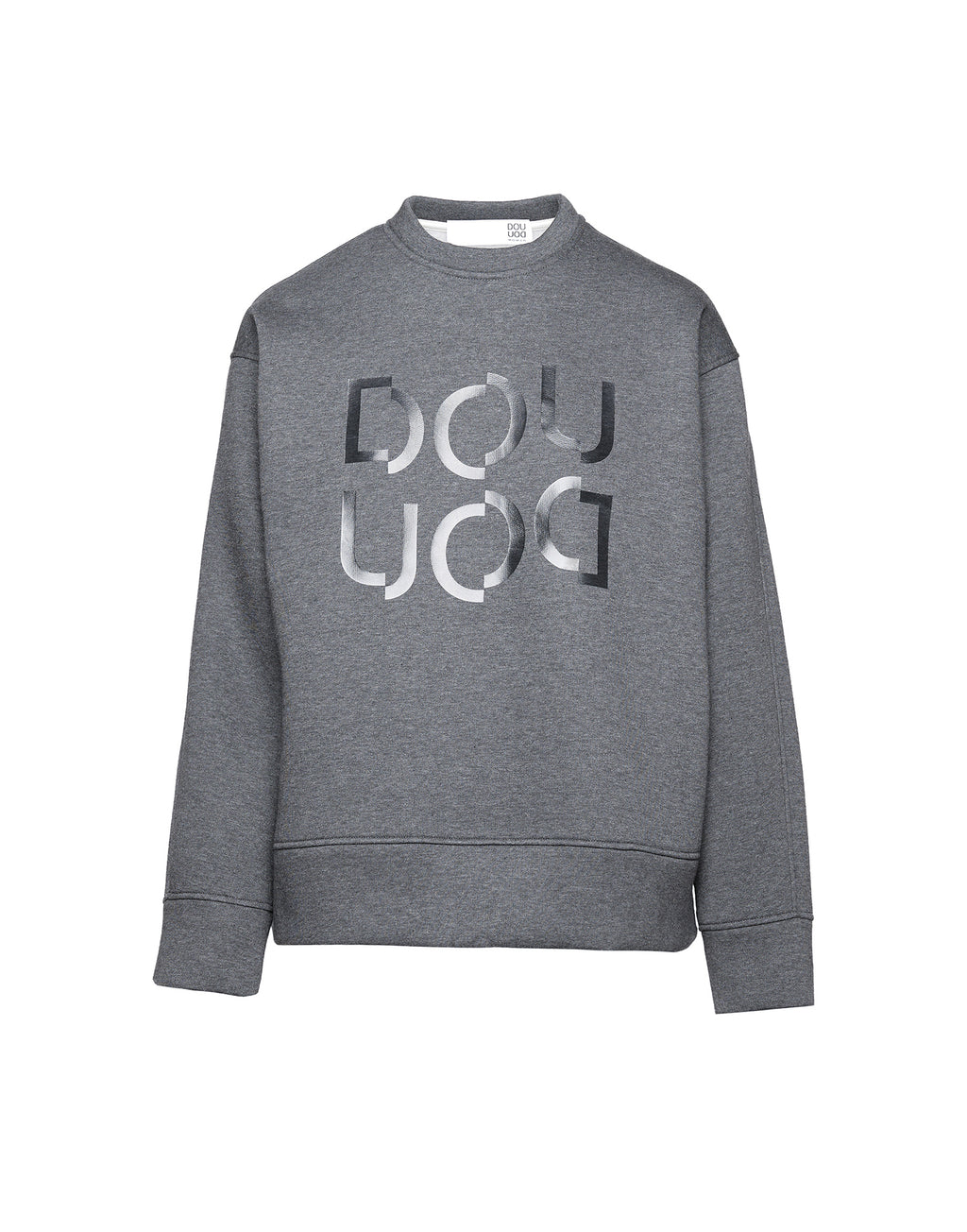 Felpa in Cotone con Logo Frontale Grigio Melange