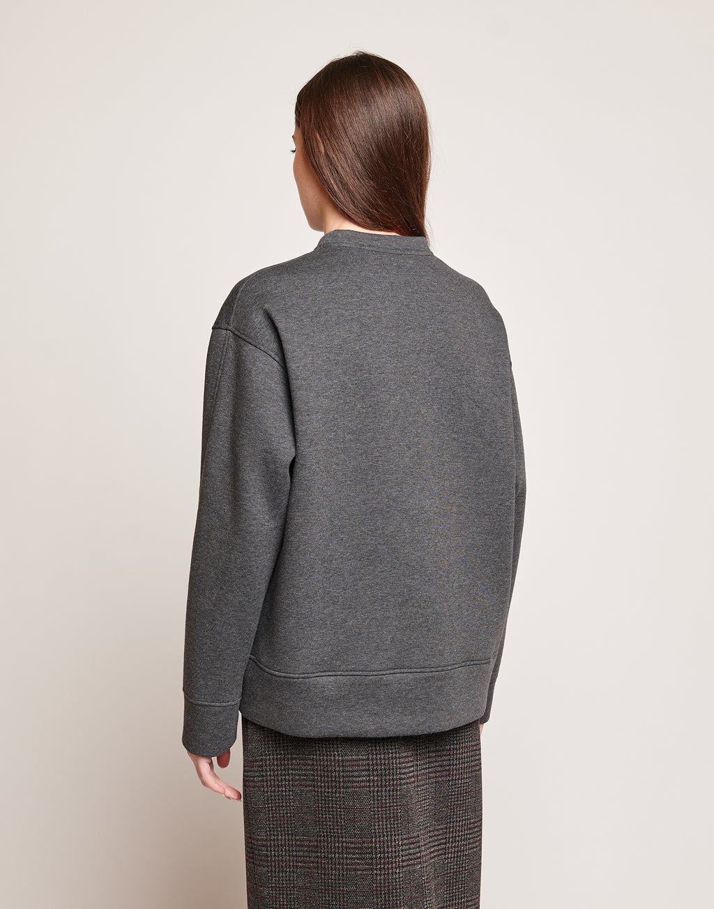 Felpa in Cotone con Logo Frontale Grigio Melange