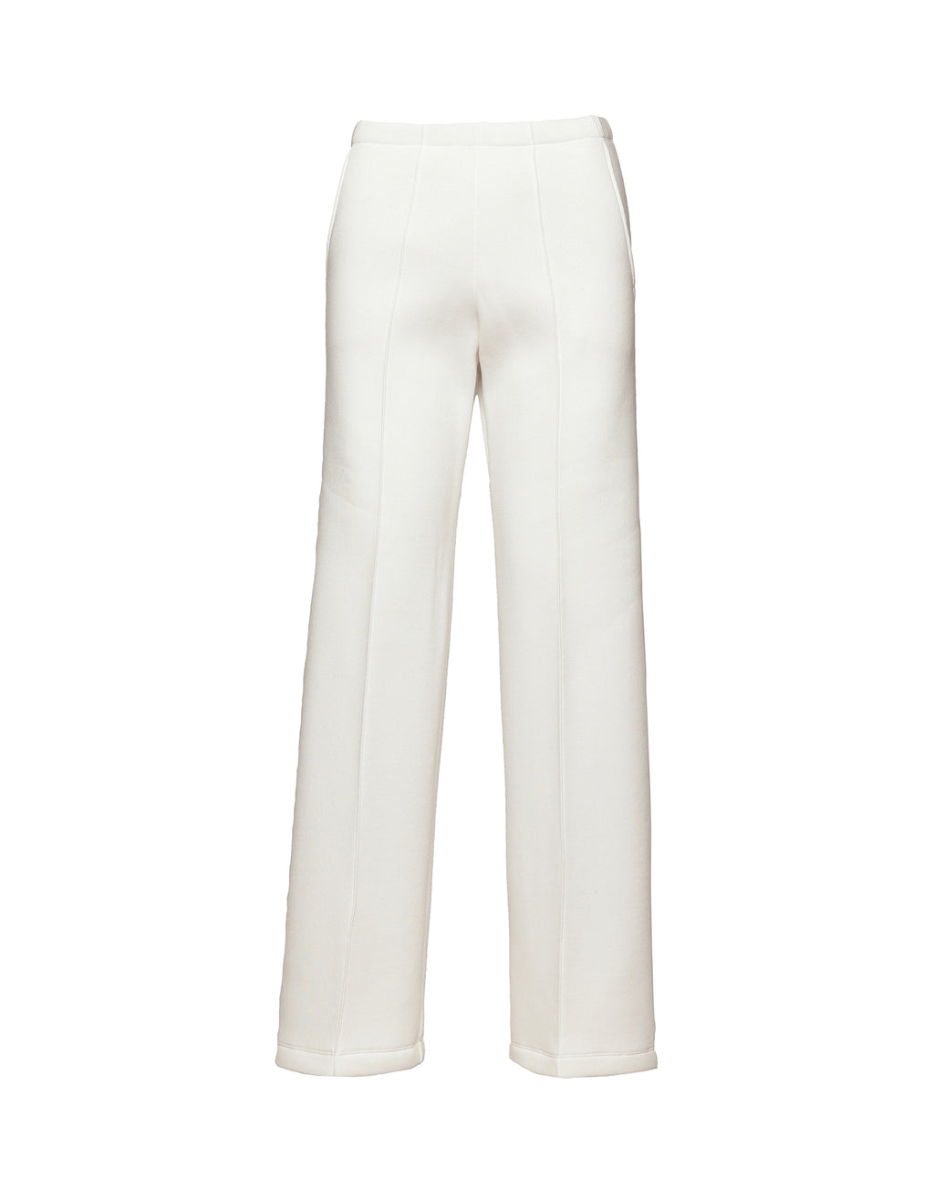Pantaloni a Gamba Larga in Felpa Soft Panna