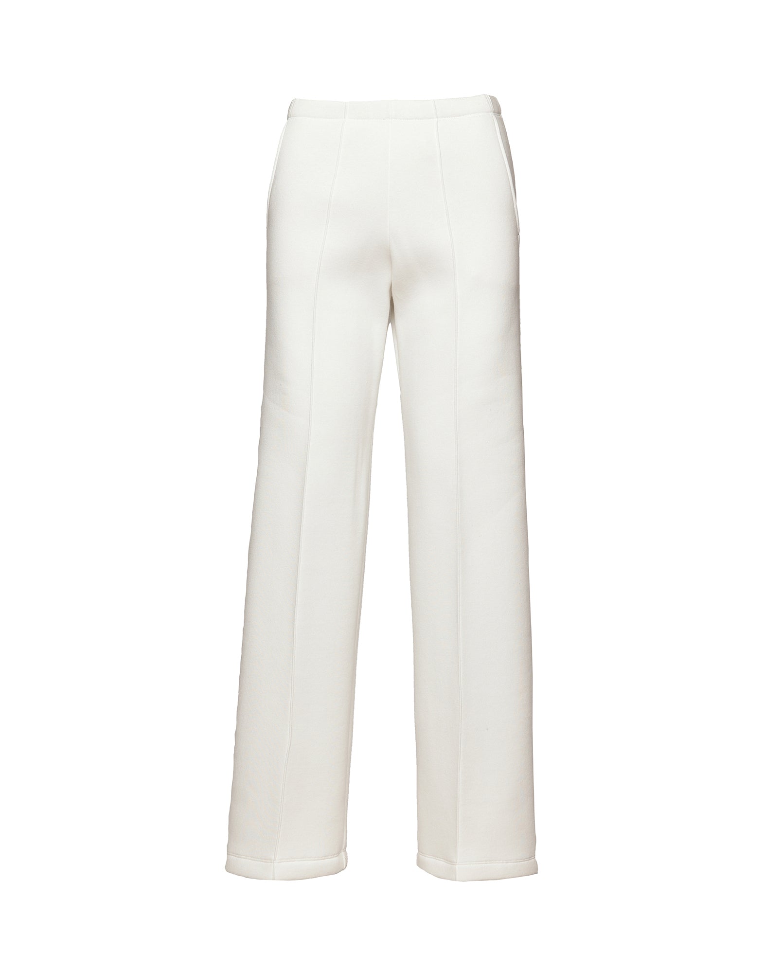 Pantaloni a Gamba Larga in Felpa Soft Panna