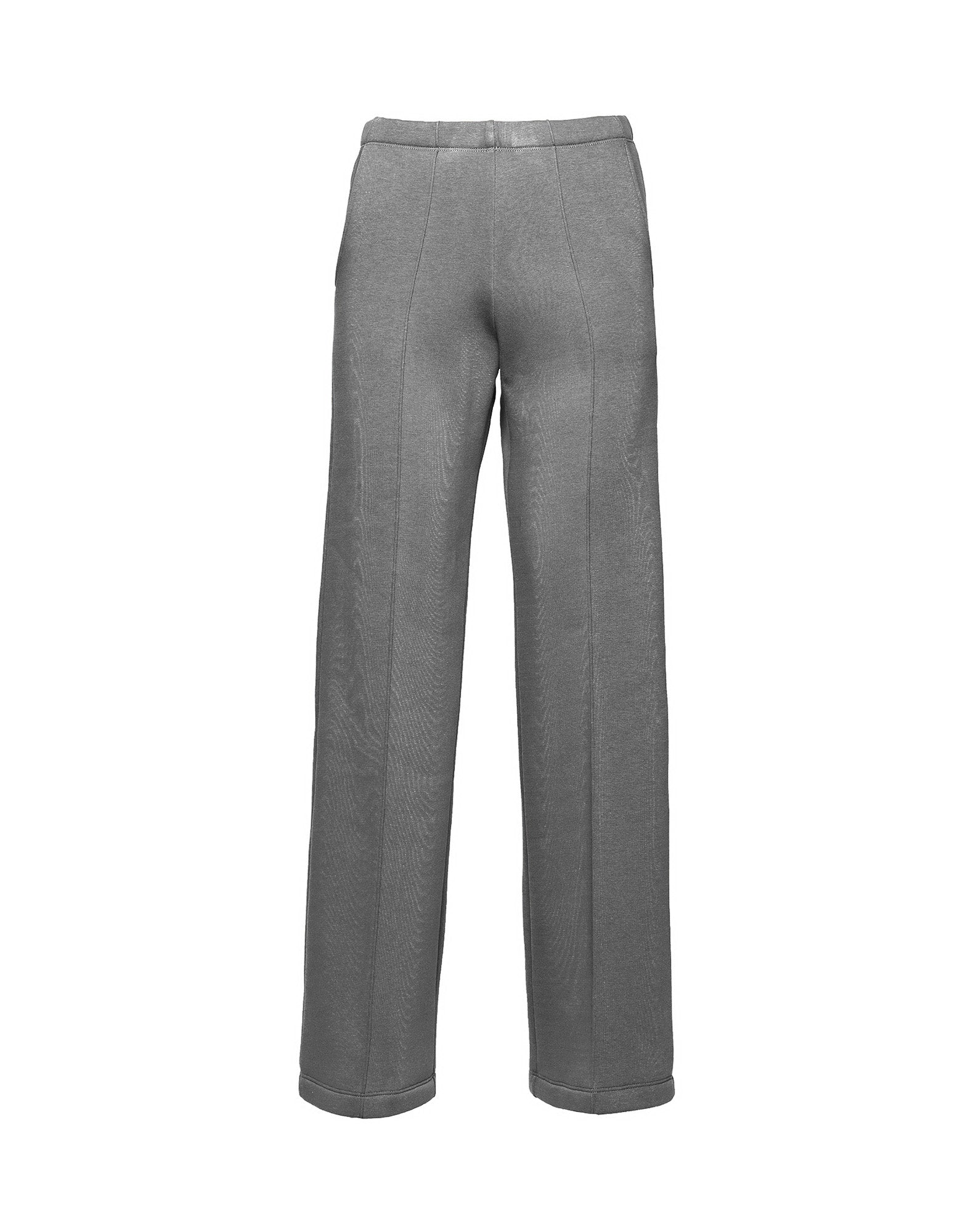 Pantaloni a Gamba Larga in Felpa Soft Grigio Melange