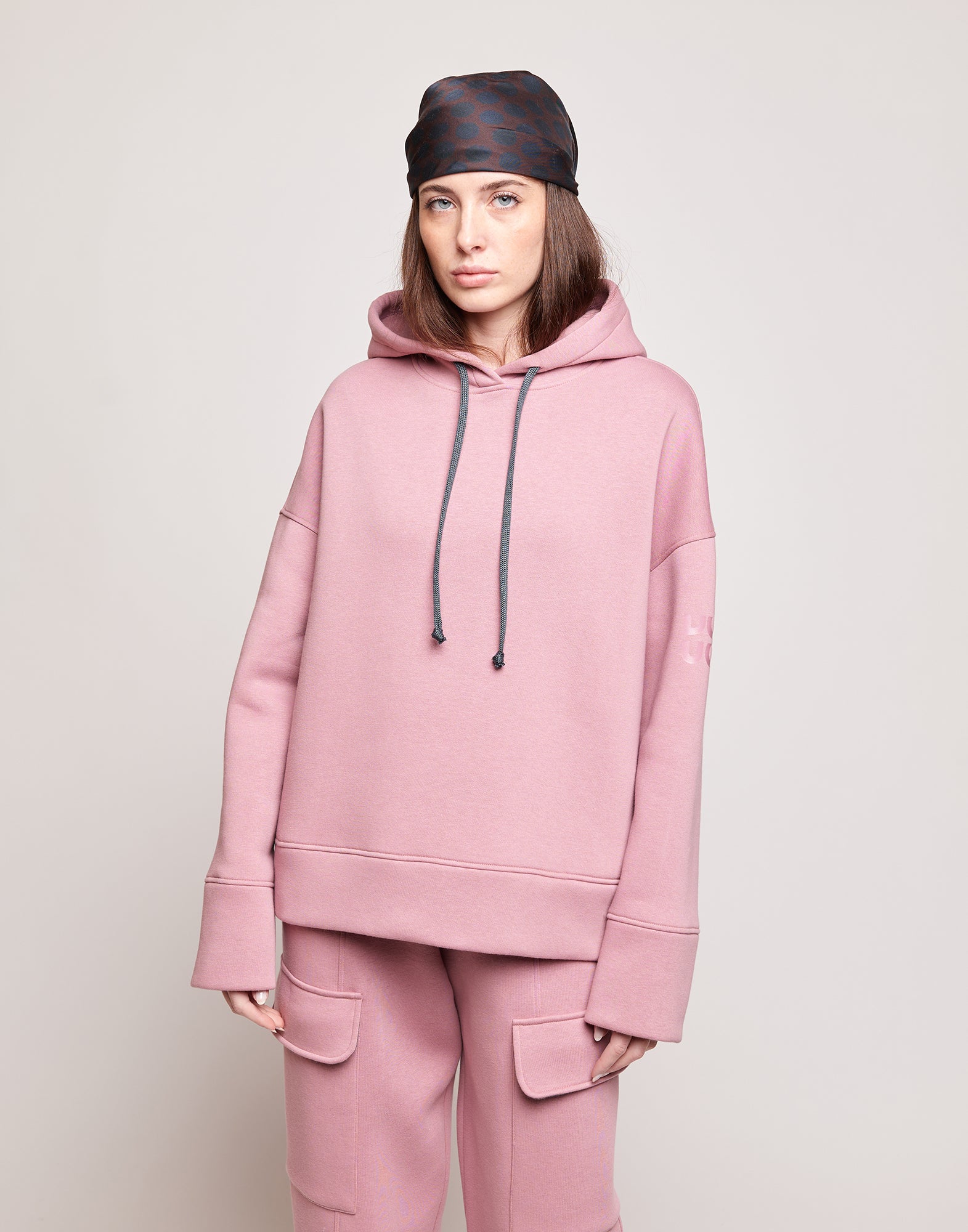 Felpa con Cappuccio in Cotone con Logo sulla Manica Peonia