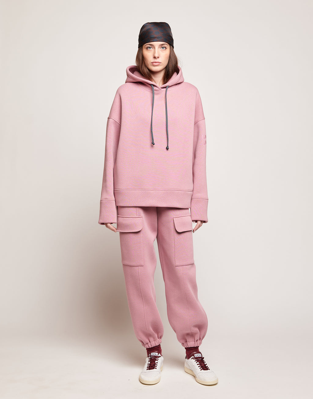 Felpa con Cappuccio in Cotone con Logo sulla Manica Peonia