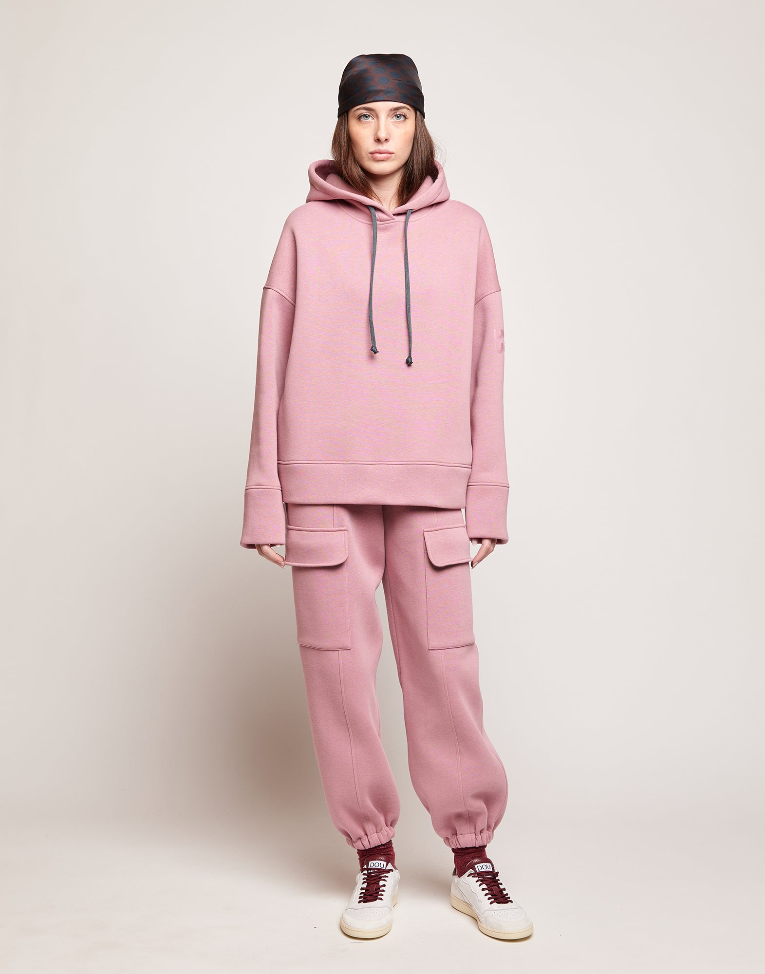 Felpa con Cappuccio in Cotone con Logo sulla Manica Peonia