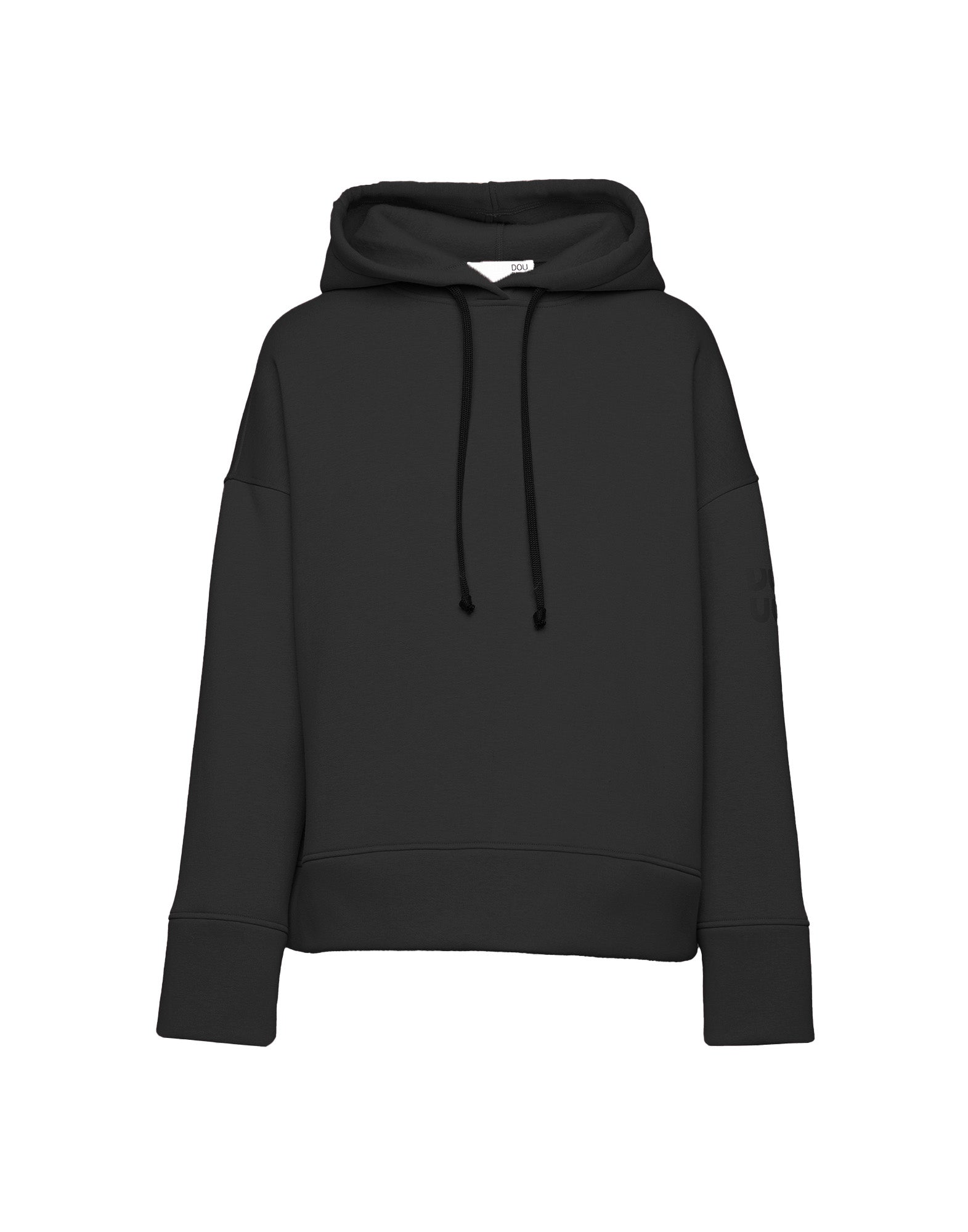Felpa con Cappuccio in Cotone con Logo sulla Manica Nera