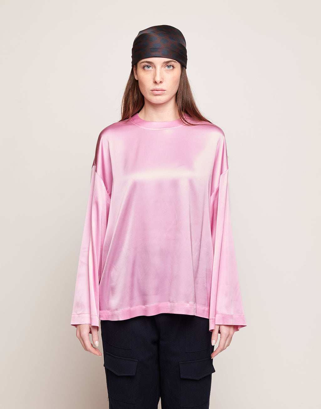 Blusa in Satin di Viscosa Stretch Bocciolo