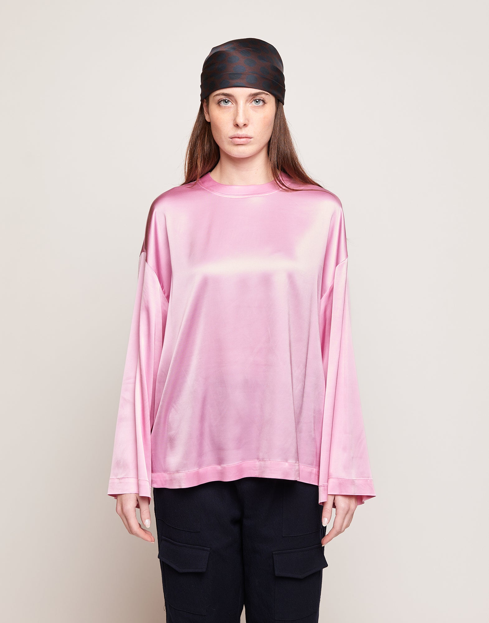 Blusa in Satin di Viscosa Stretch Bocciolo