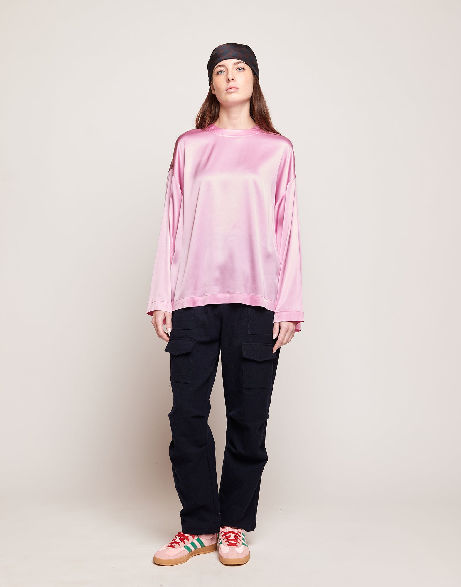 Blusa in Satin di Viscosa Stretch Bocciolo