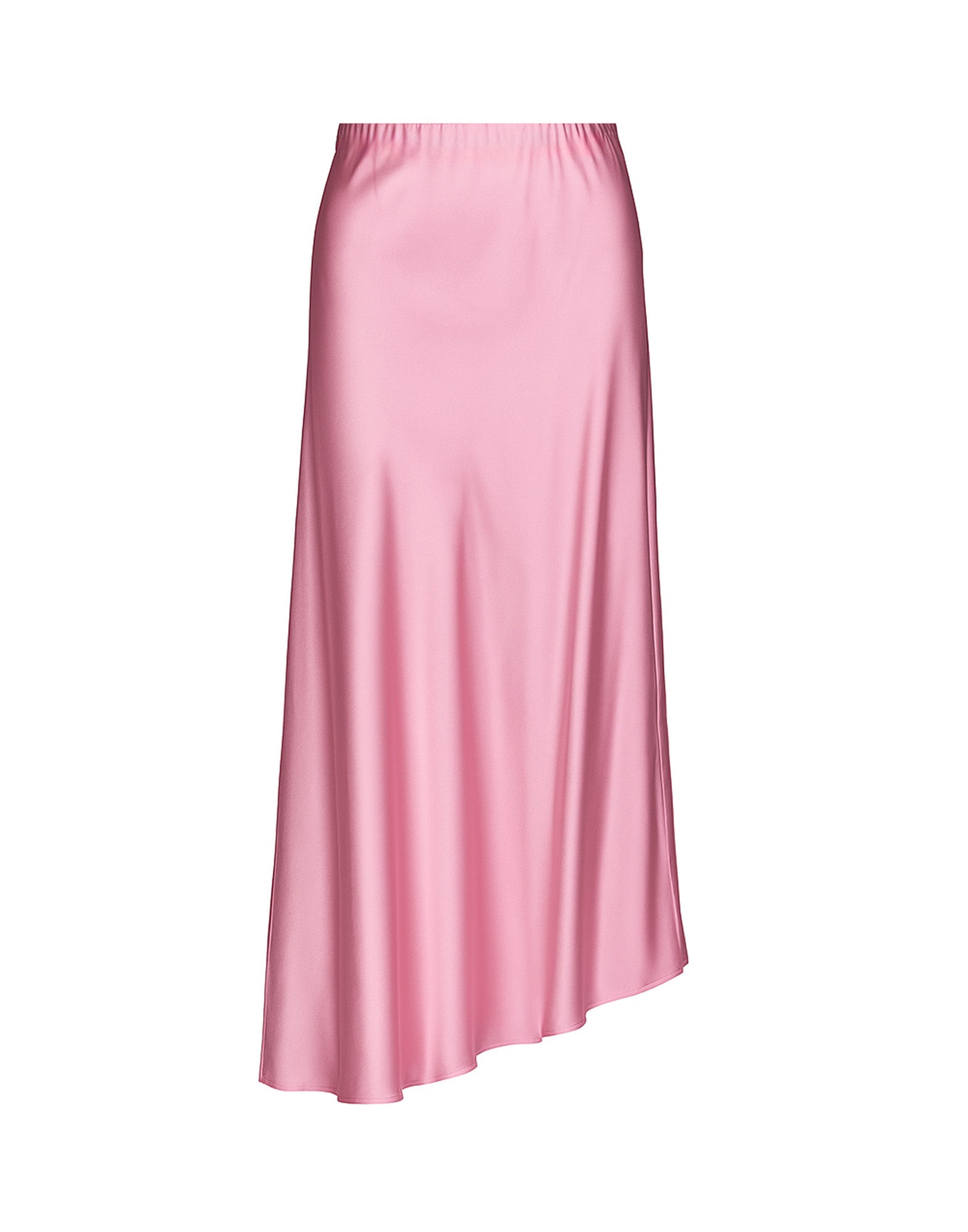 Gonna Lunga Asimmetrica in Satin Stretch Bocciolo