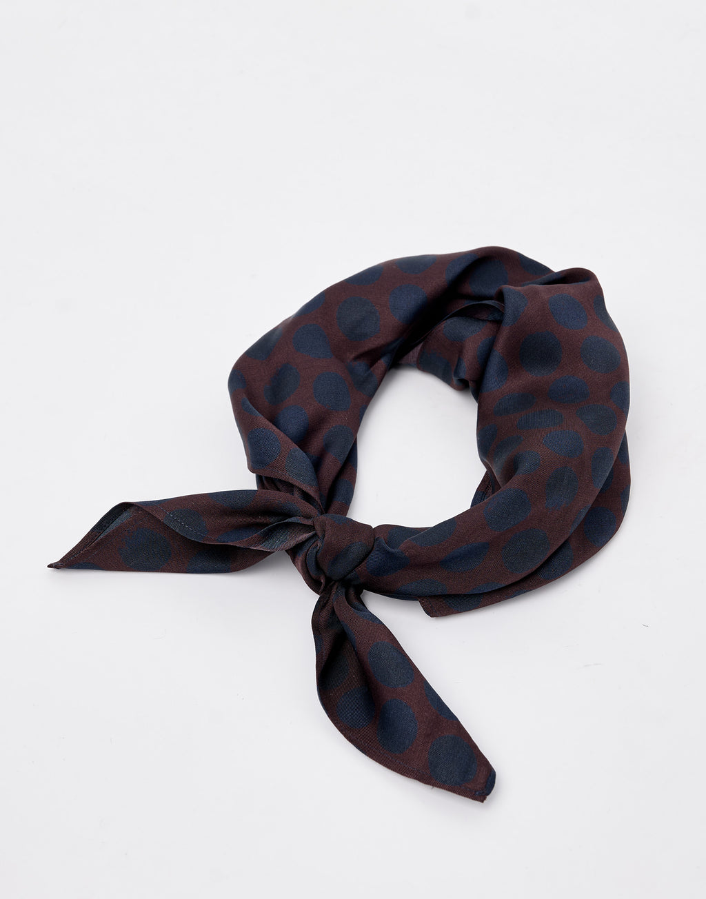 Foulard in Twill con Stampa Pois Moka/Oltremare