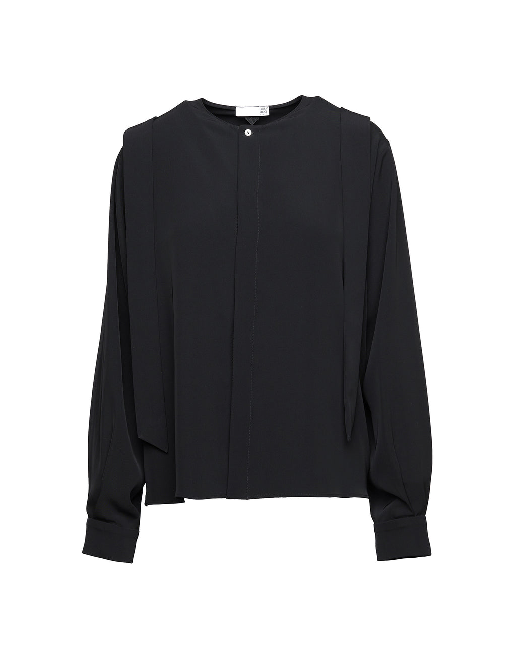 Camicia in Cady Fluido con Sciarpa Staccabile Nera