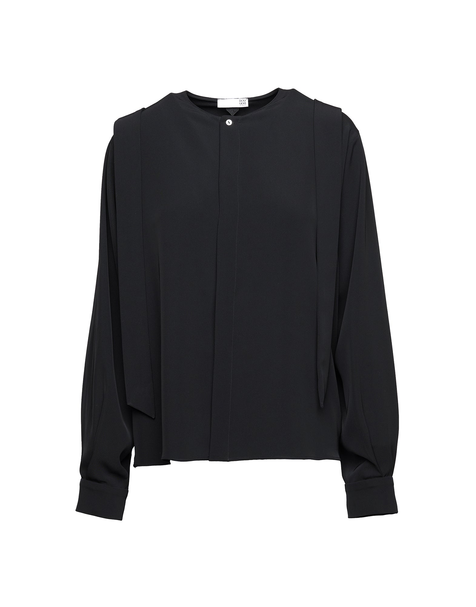 Camicia in Cady Fluido con Sciarpa Staccabile Nera