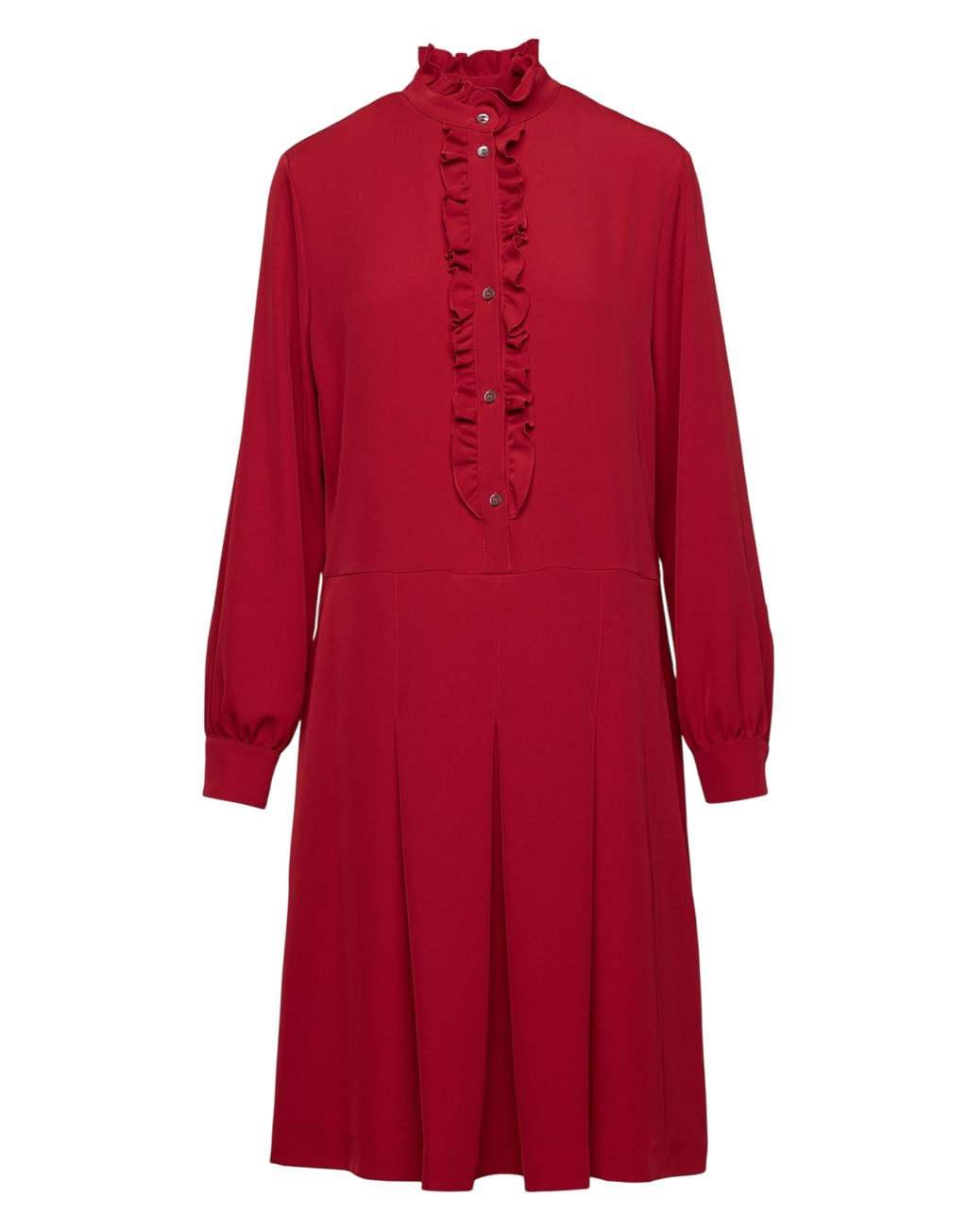 Fluid Cady Shirt Dress with Cherry Ruffles