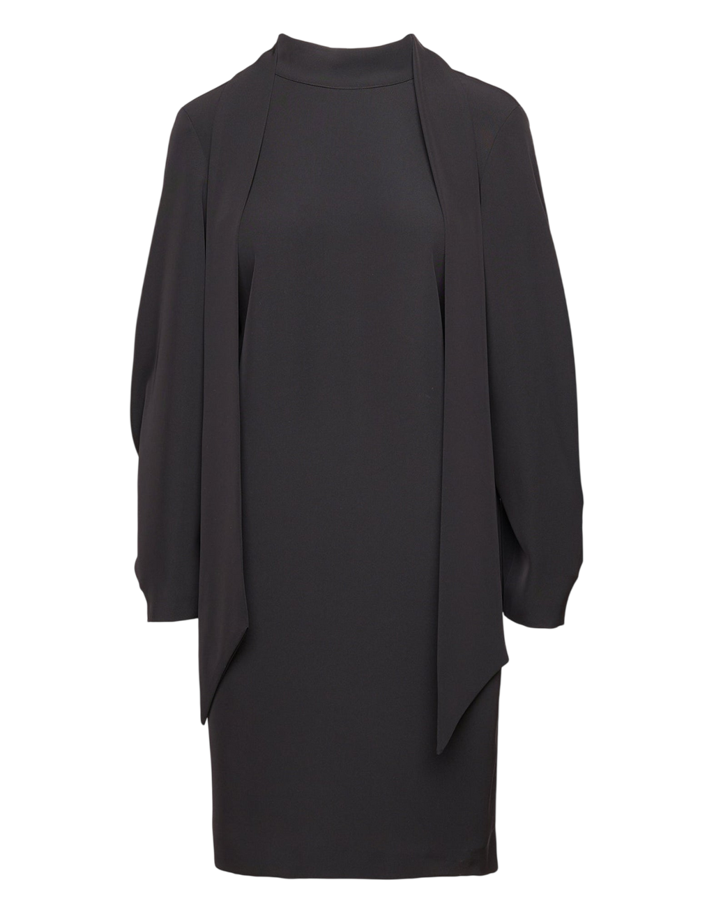 Robe tunique en cady fluide avec ruban au col noir