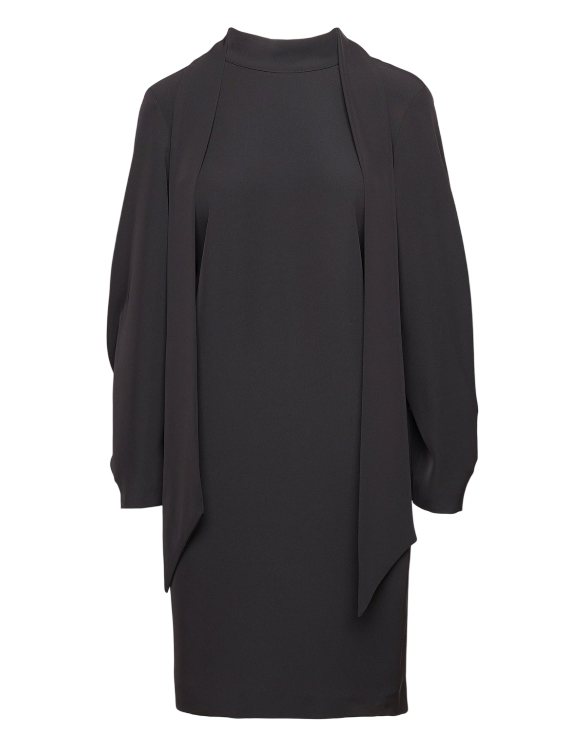 Flowing Cady Tunic Dress with Black Neck Ribbon