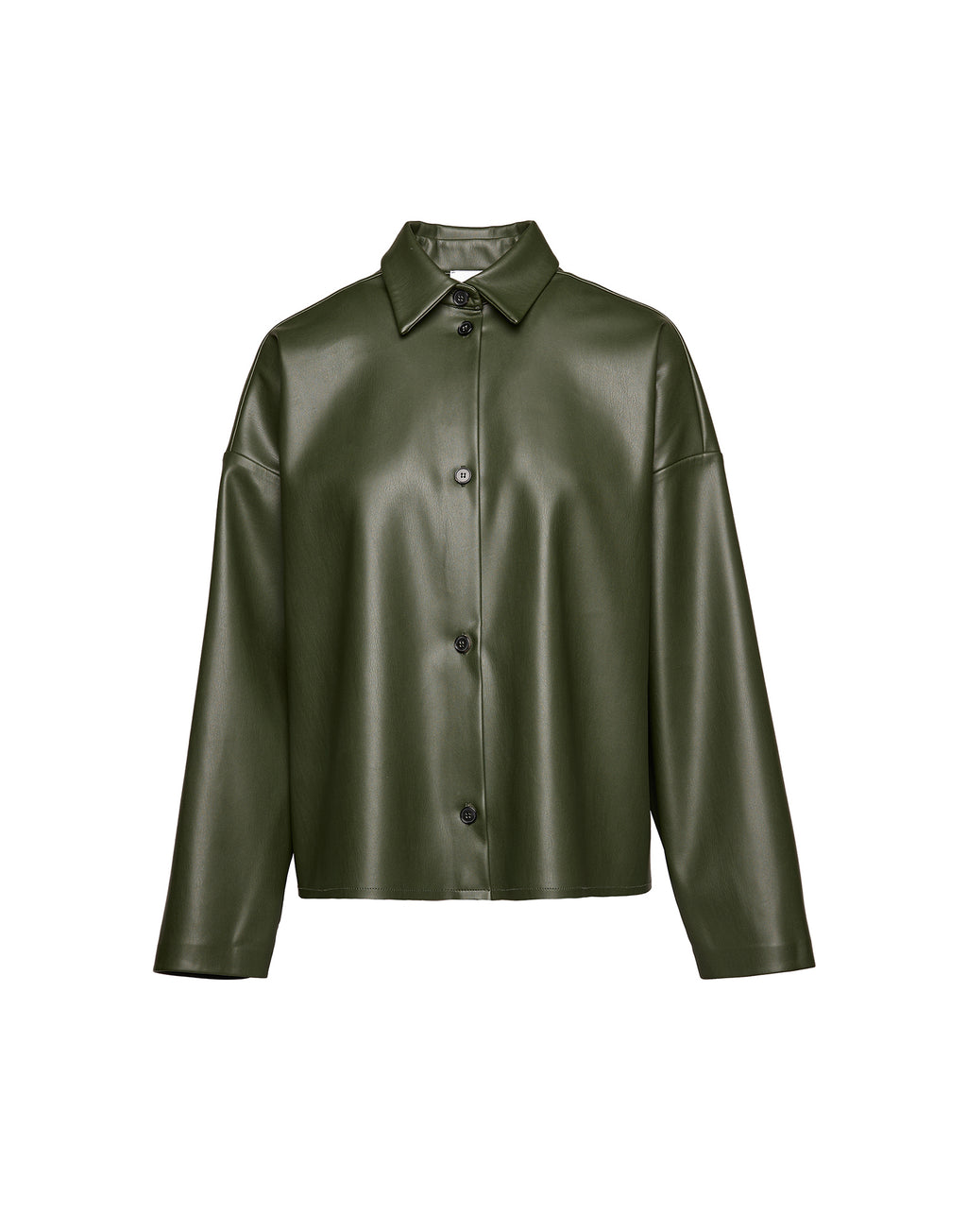 Camicia in Eco Soft Leather con Bottoni in Corno Oliva