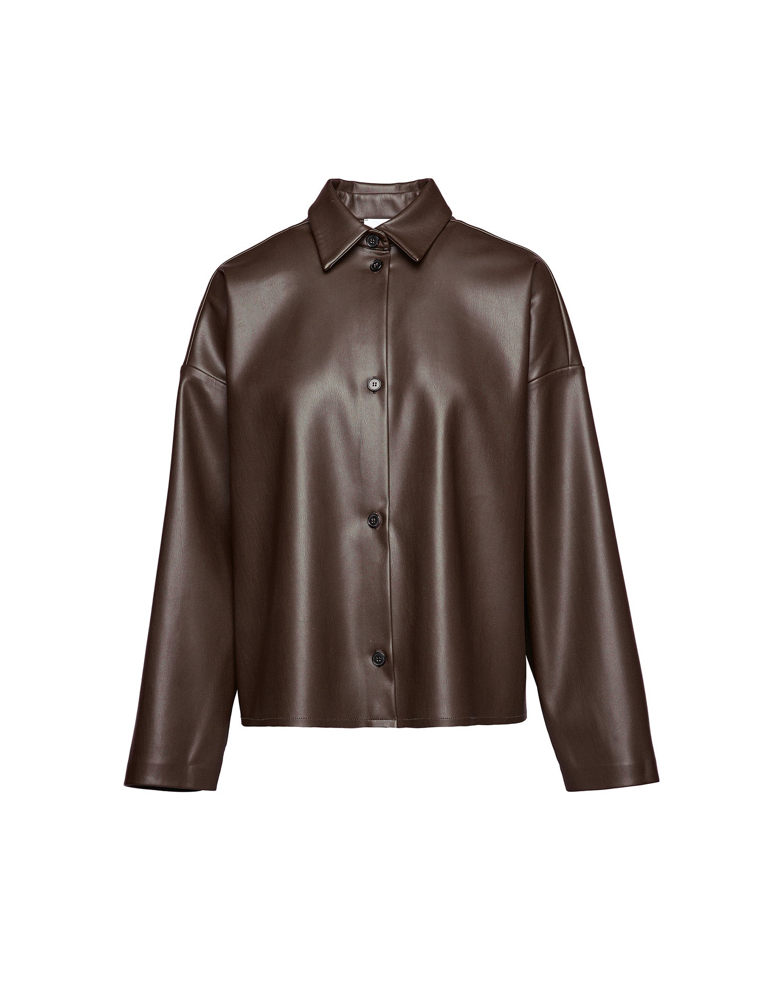 Camicia in Eco Soft Leather con Bottoni in Corno Moro