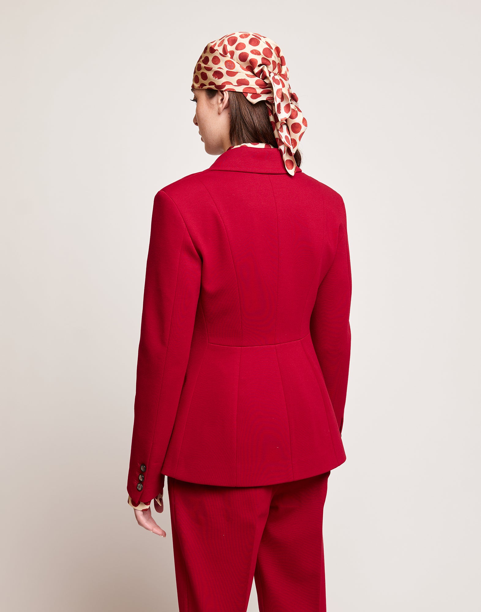 Blazer Sfiancato Monopetto in Punto Milano Cherry