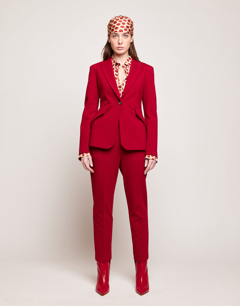 Blazer Sfiancato Monopetto in Punto Milano Cherry