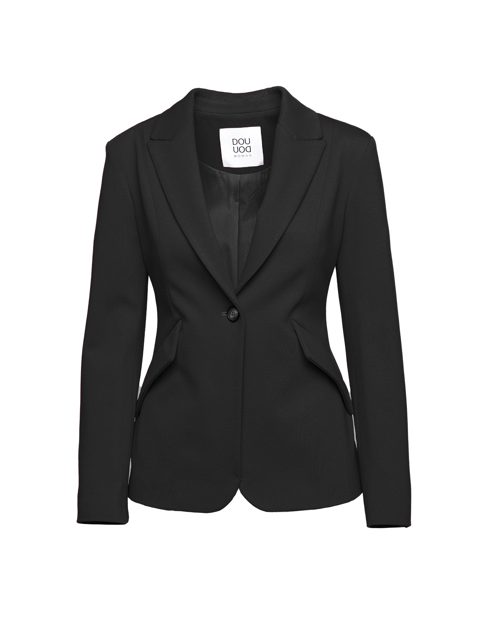 Blazer Sfiancato Monopetto in Punto Milano Nero
