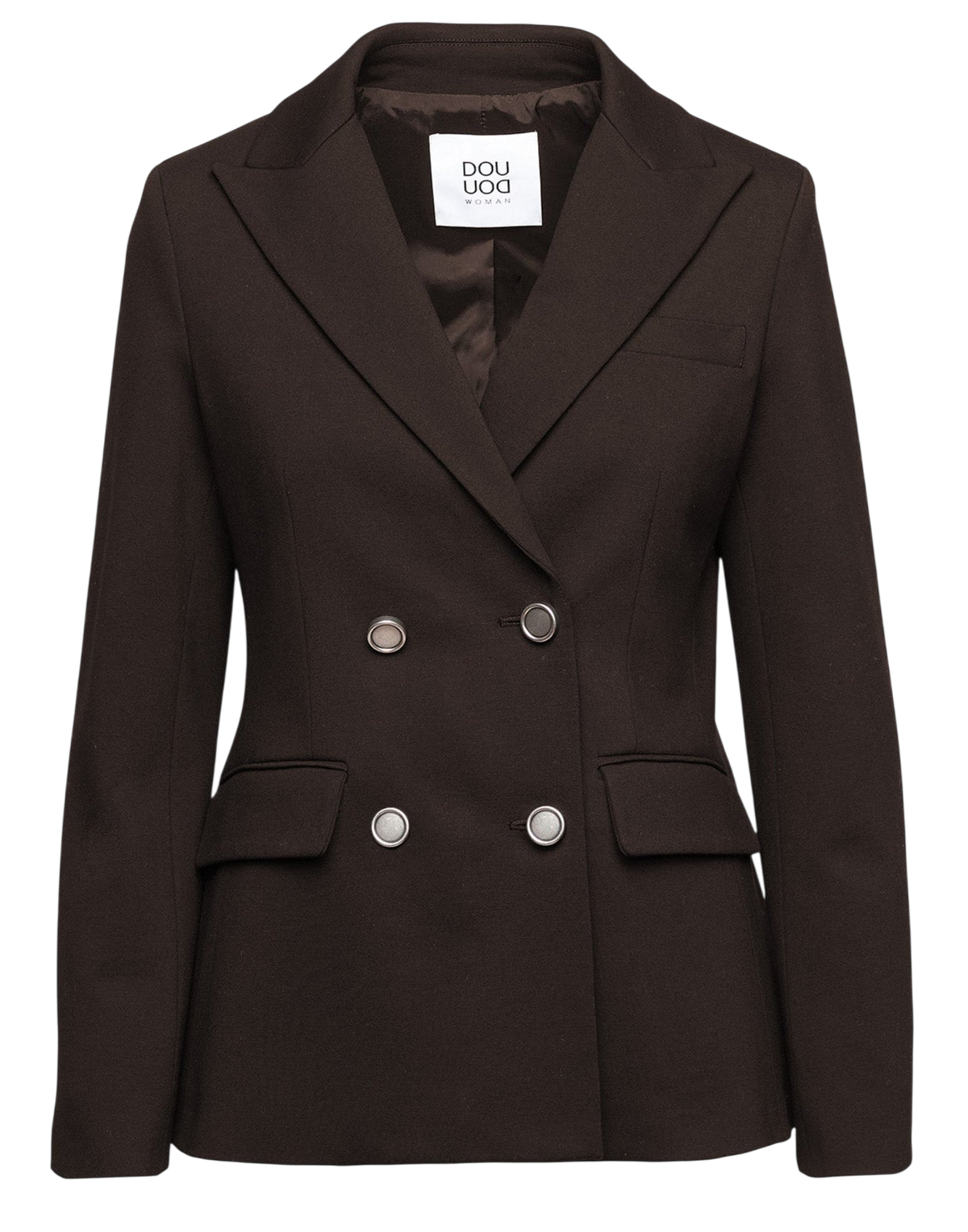 Blazer croisé en maille milano avec boutons en métal chocolat