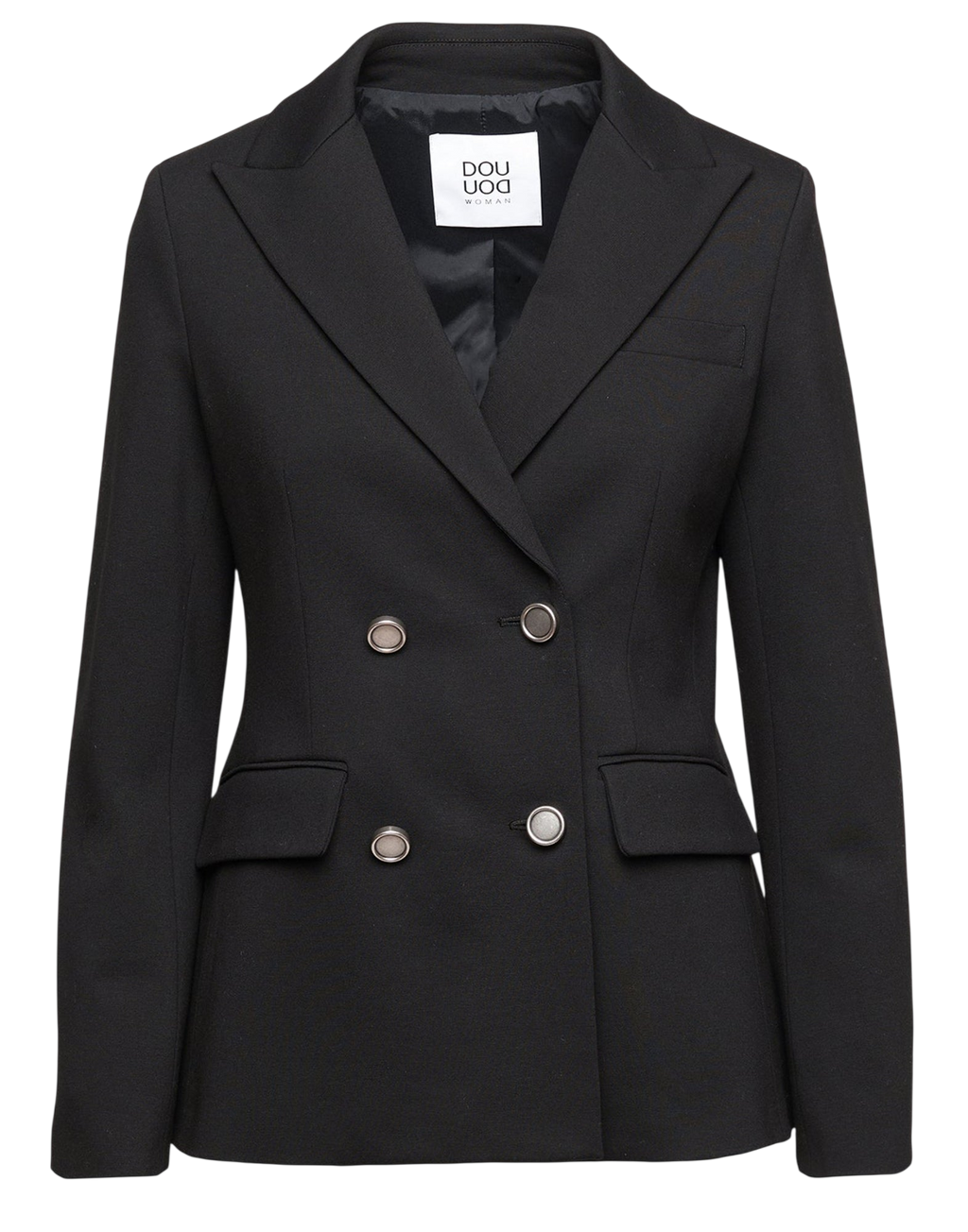 Double-Breasted Blazer in Milano Stitch with Black Metal Buttons