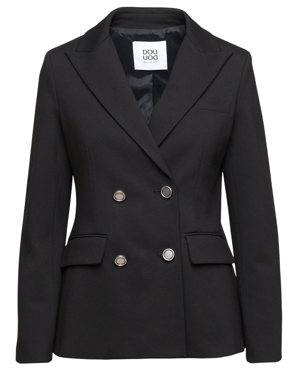 Blazer croisé en maille milanaise avec boutons en métal noir