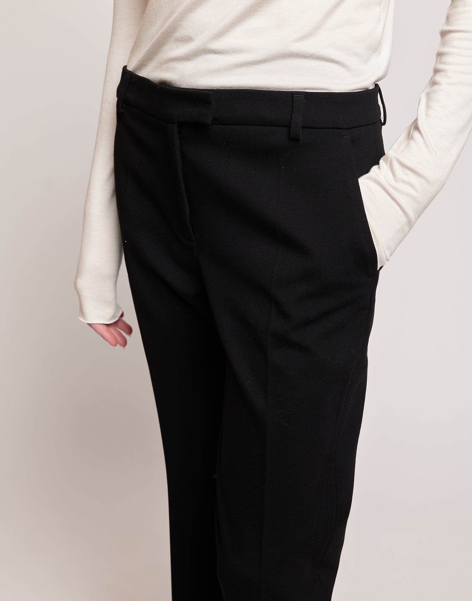 Pantaloni Flare in Punto Milano con Piega Neri