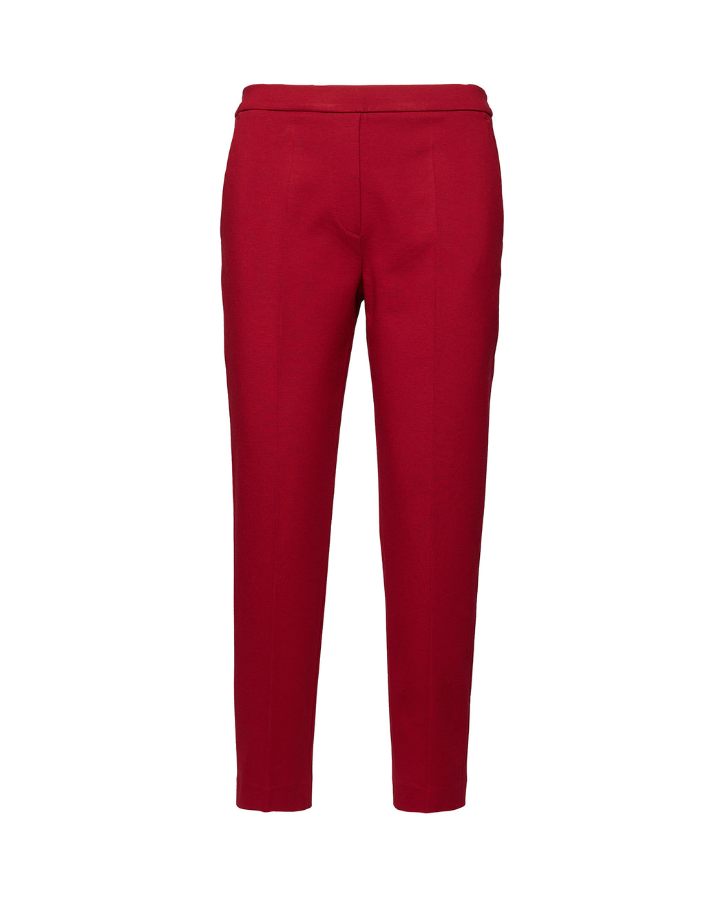 Pantaloni Dritti in Punto Milano con Piega Cherry