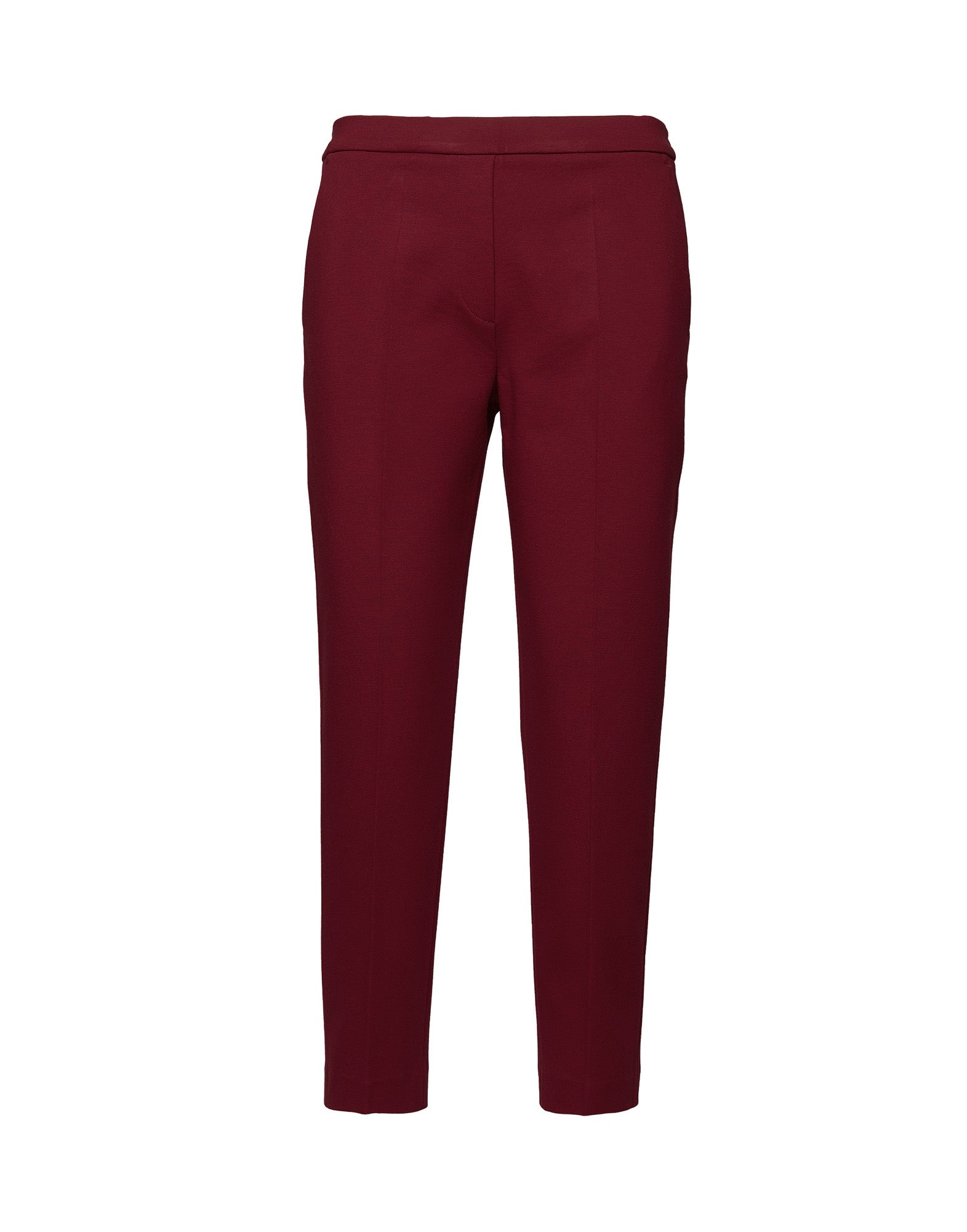 Pantaloni Dritti in Punto Milano con Piega Bordeaux