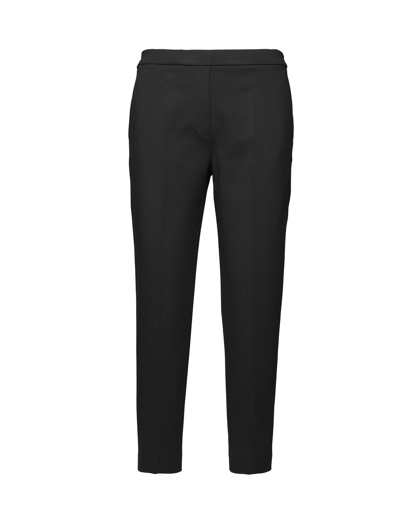 Pantaloni Dritti in Punto Milano con Piega Neri
