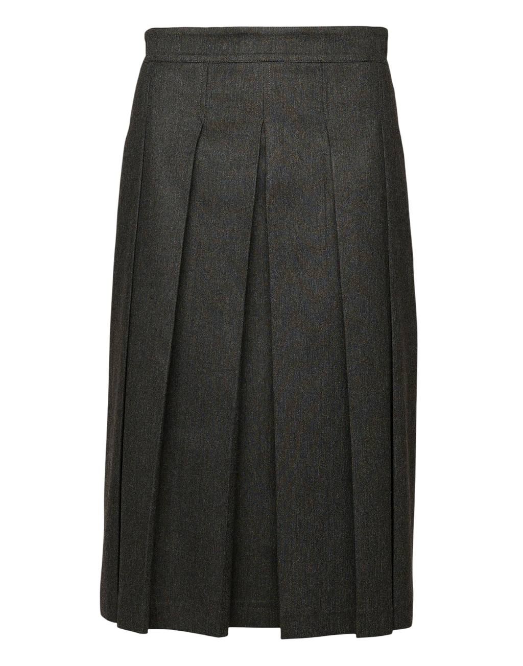 Charcoal Grey Stretch Flannel Pleated Midi Skirt