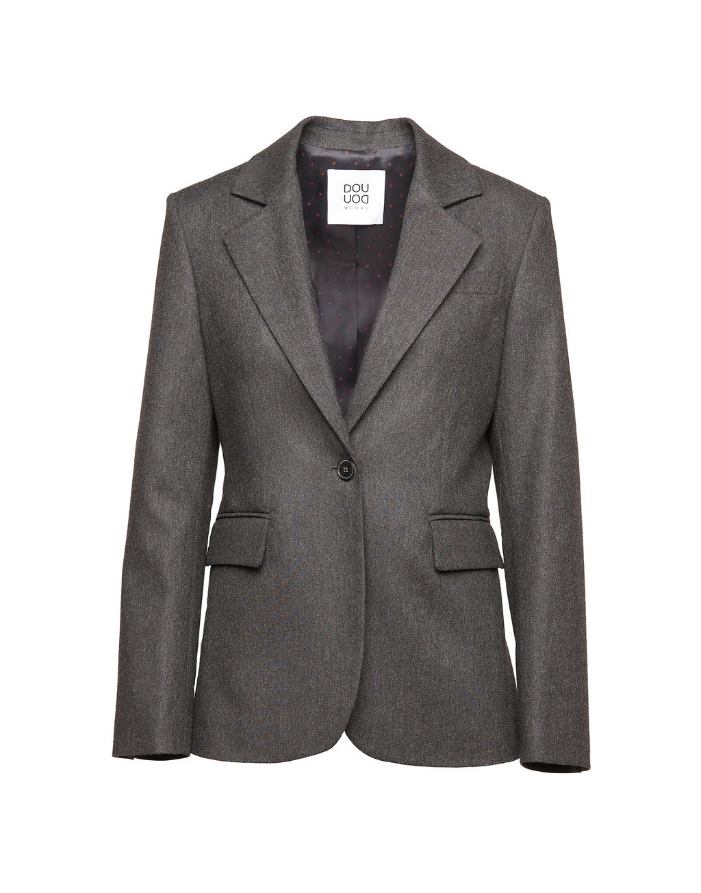 Blazer Monopetto in Flanella Stretch con Rever Grigio Antracite
