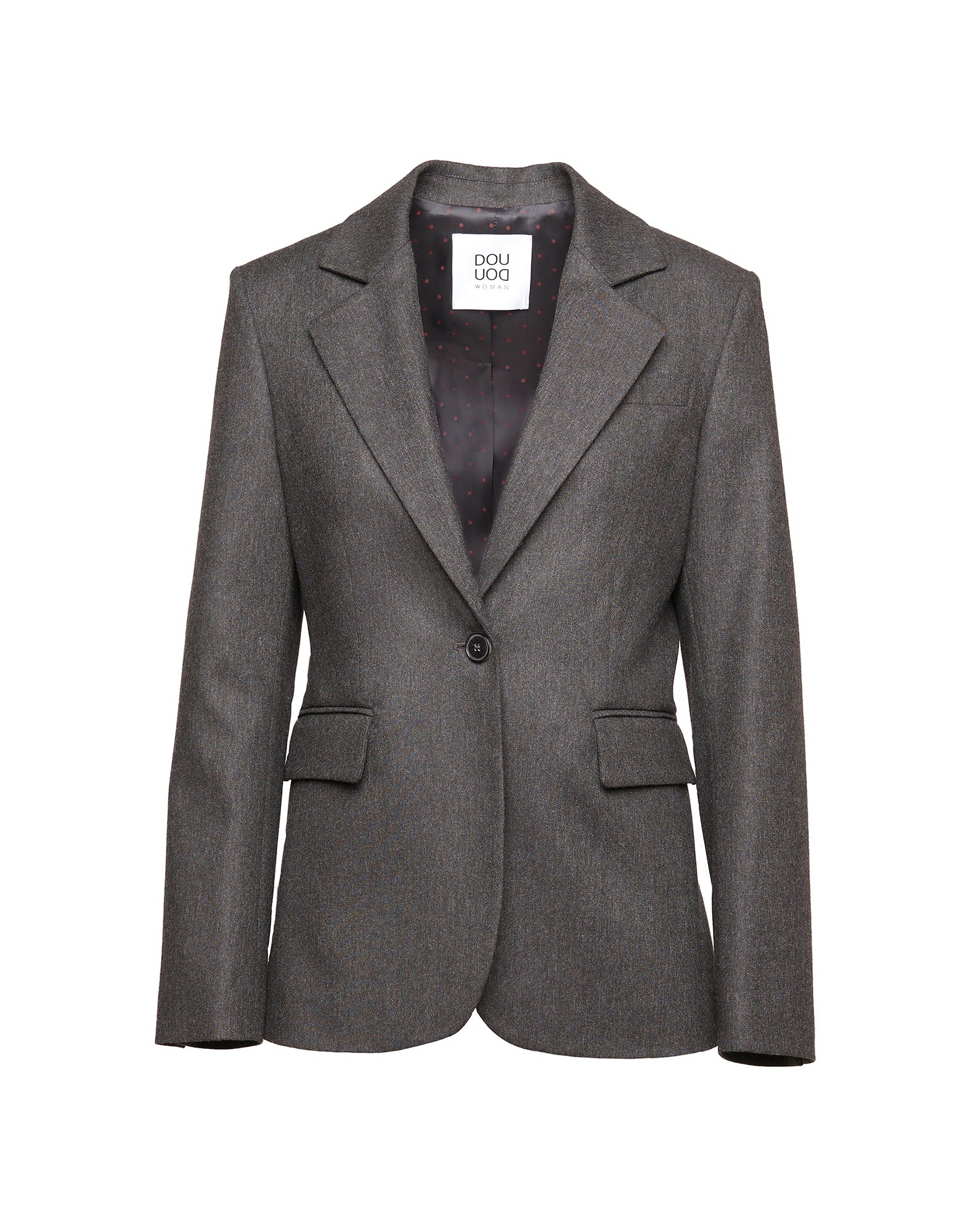 Blazer Monopetto in Flanella Stretch con Rever Grigio Antracite