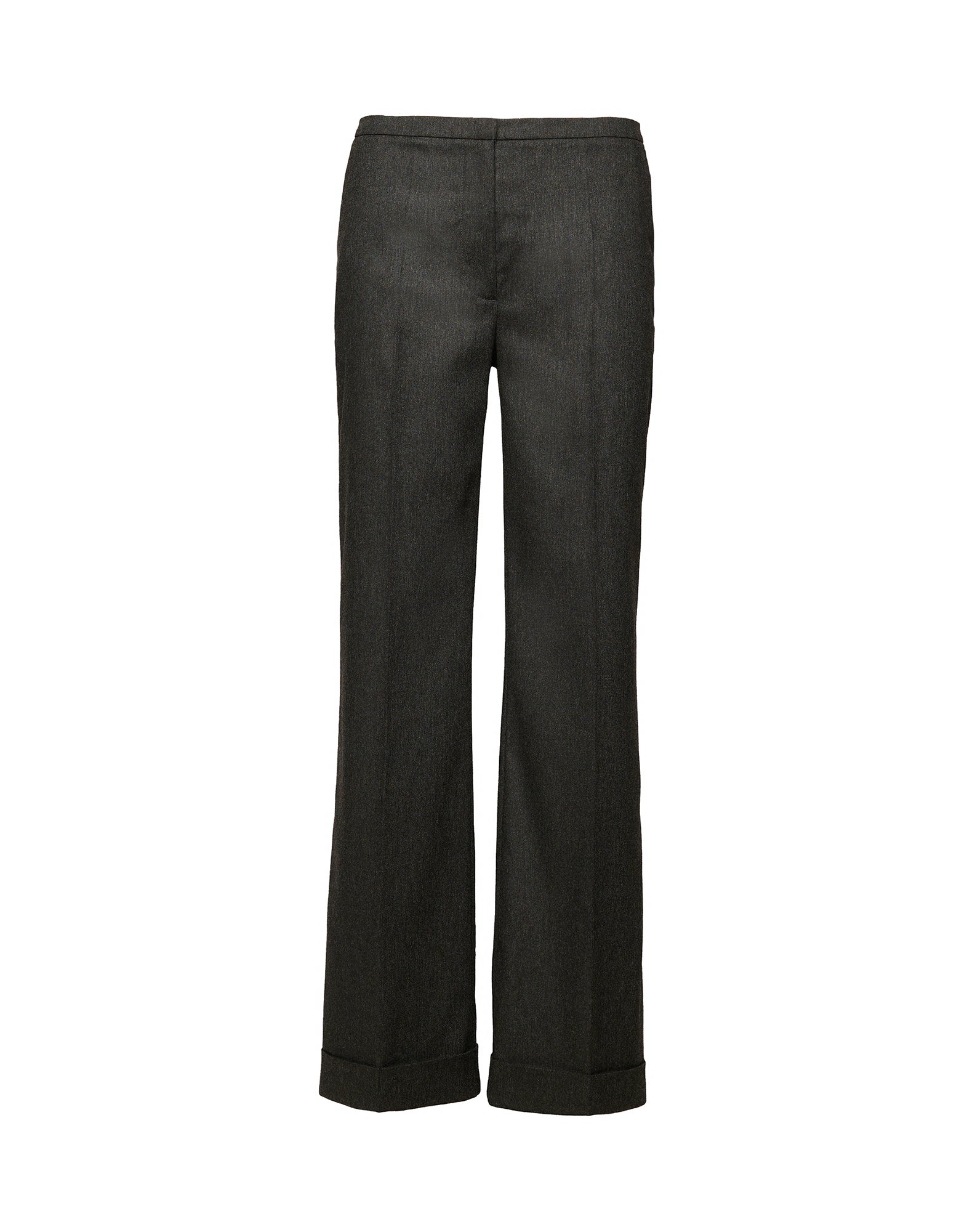 Pantaloni in Flanella Stretch con Gamba Dritta Grigio Antracite