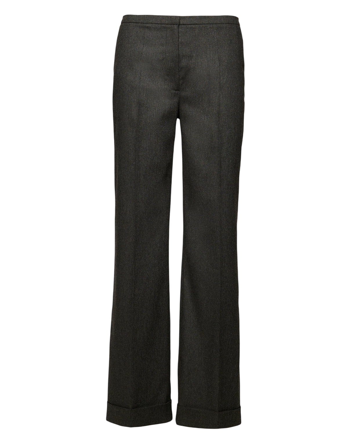 Pantalon en flanelle stretch à jambe droite gris anthracite