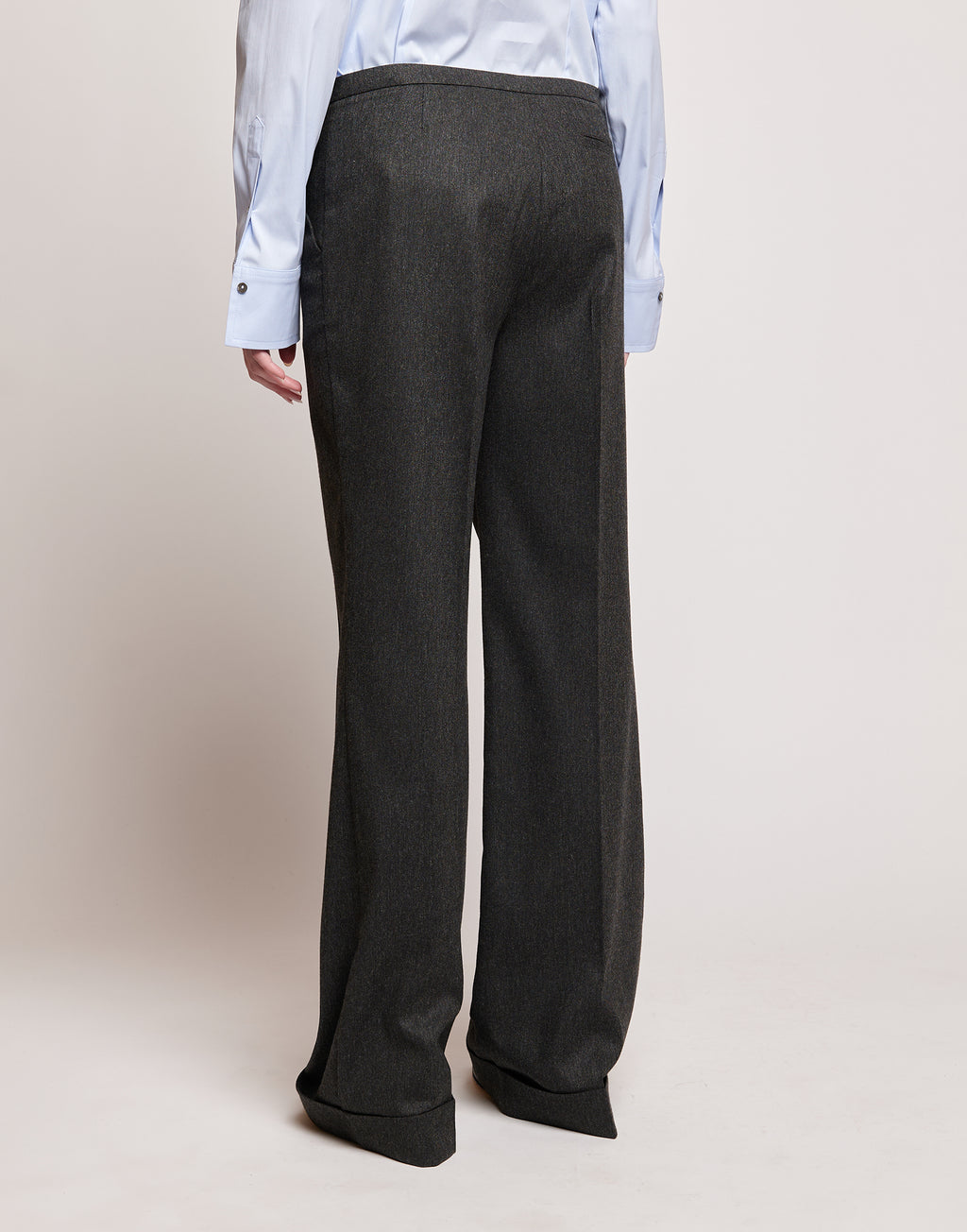 Pantaloni in Flanella Stretch con Gamba Dritta Grigio Antracite