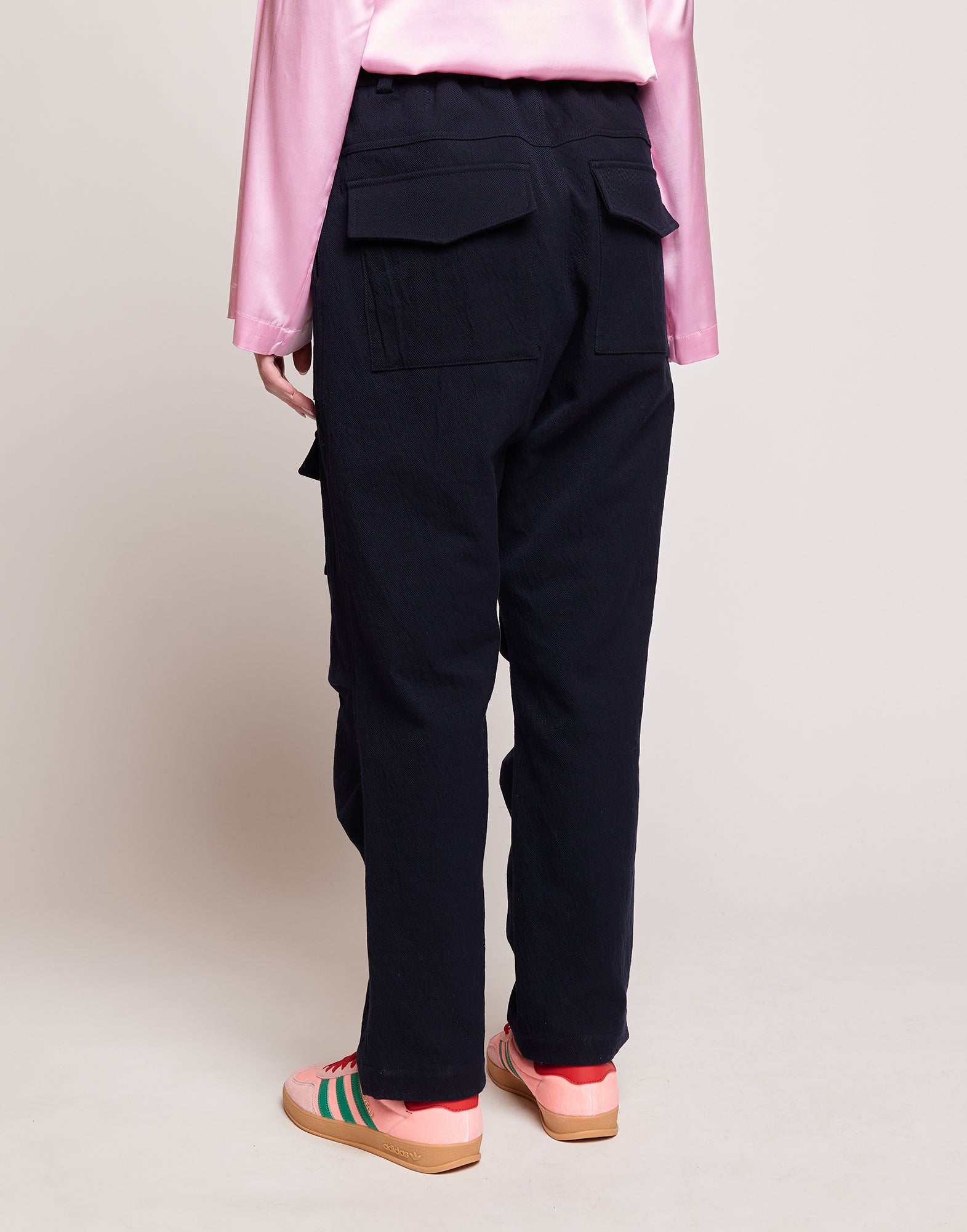 Pantaloni Cargo in Tricotina Trickled Washed