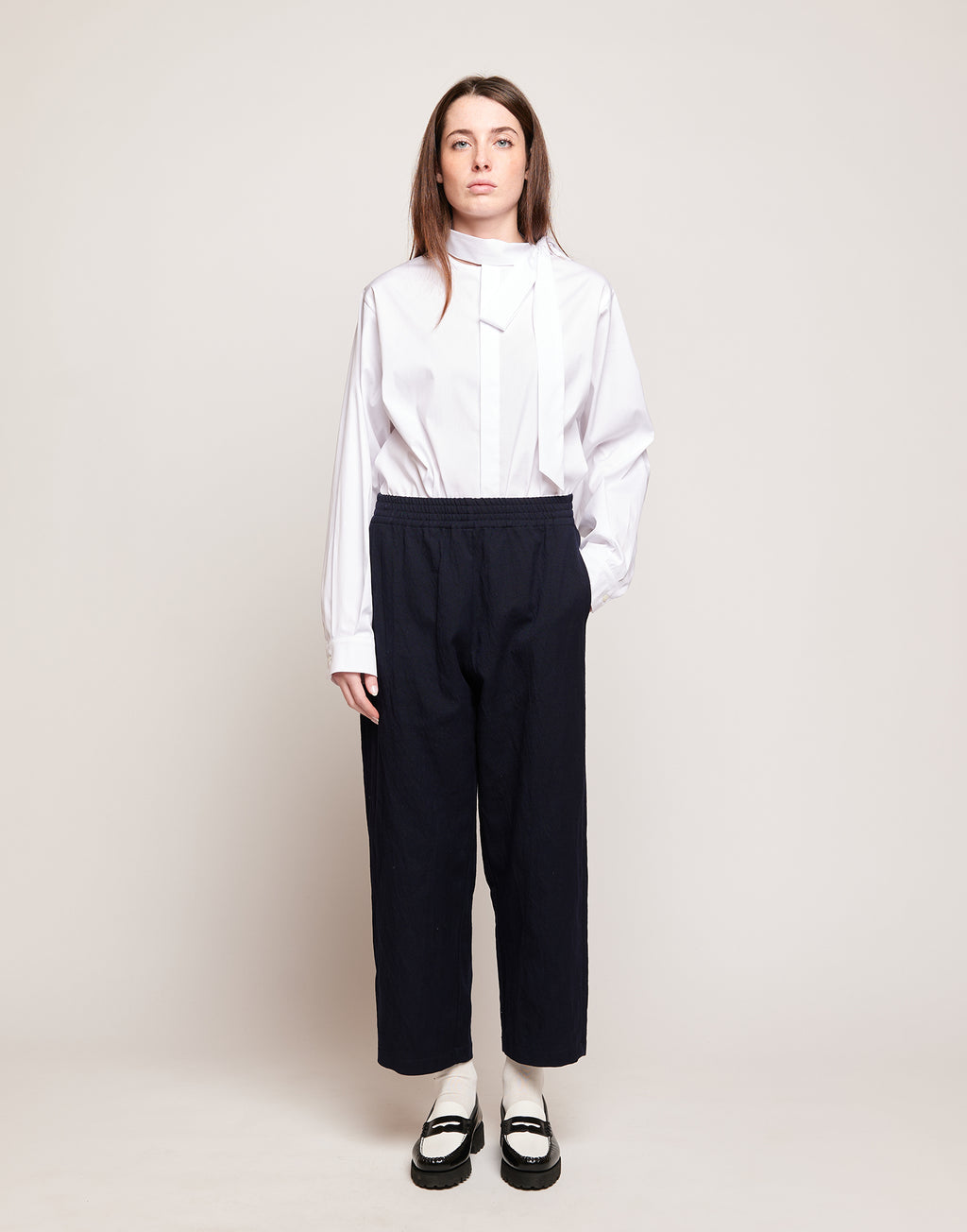 Pantaloni in Tricotina Crincle Washed