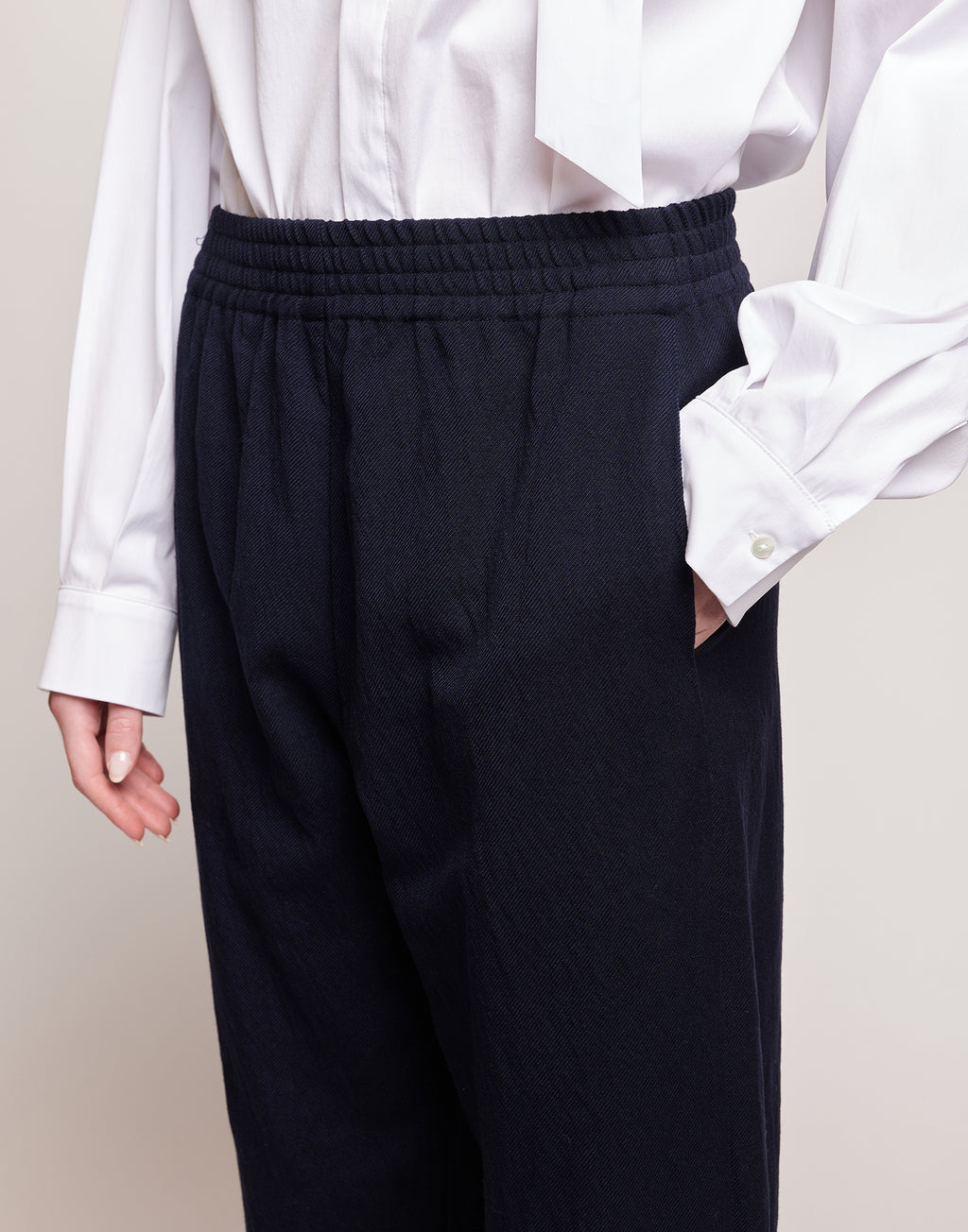 Pantaloni in Tricotina Crincle Washed