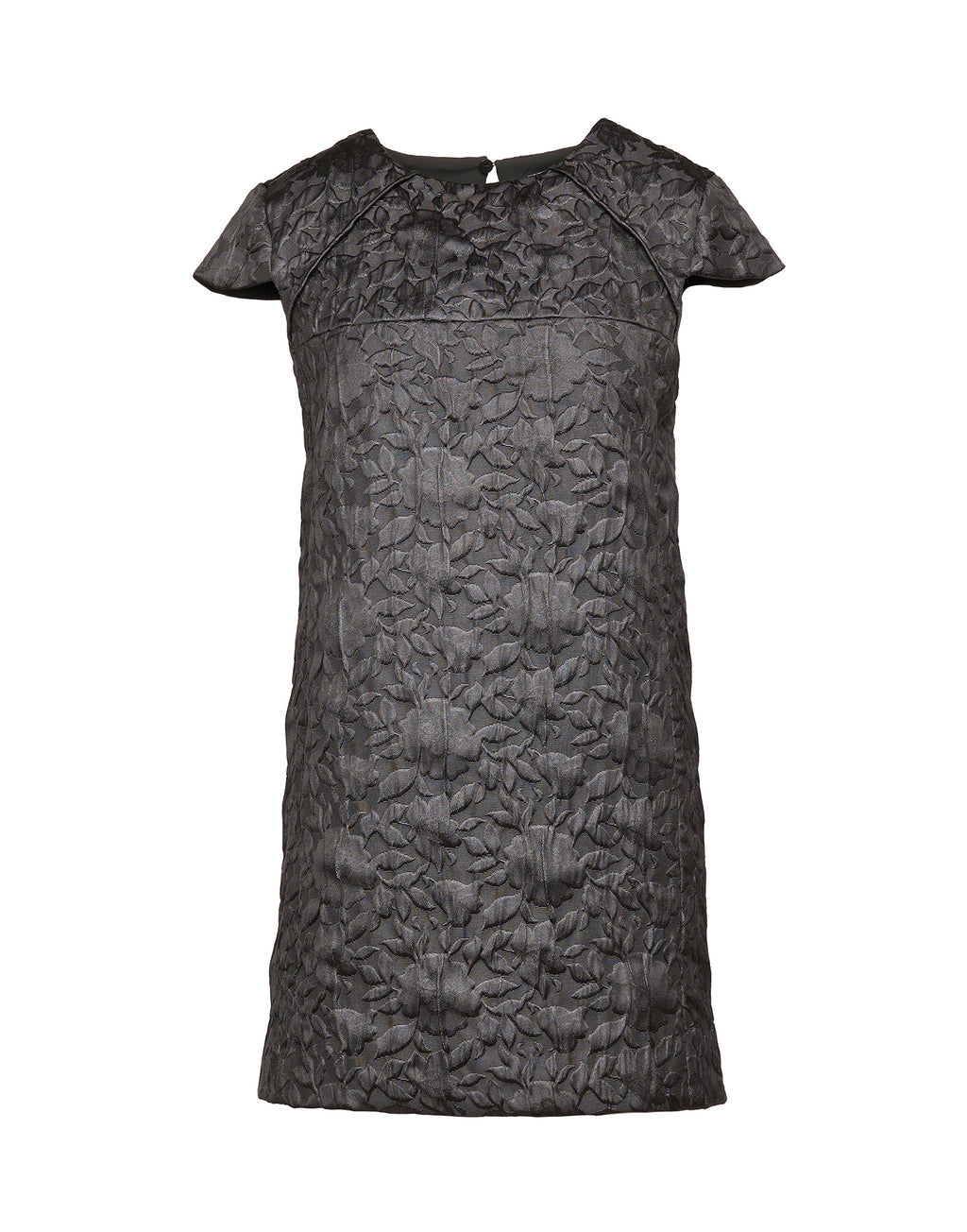 Abito in Tessuto Matelassé Floreale Nero