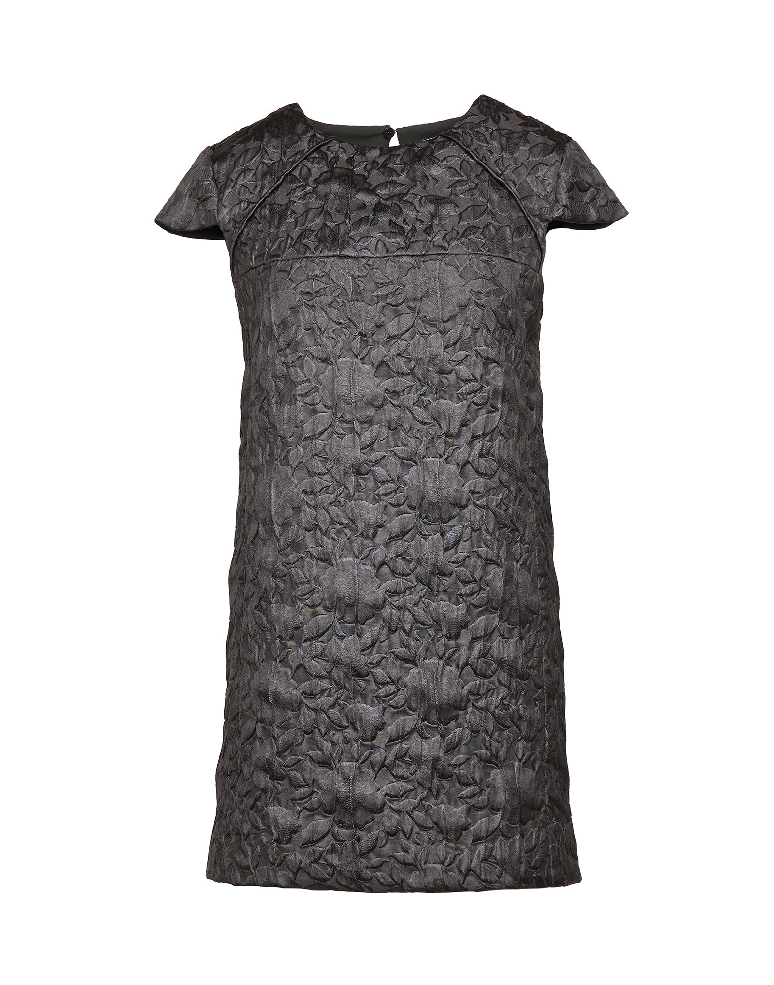 Abito in Tessuto Matelassé Floreale Nero