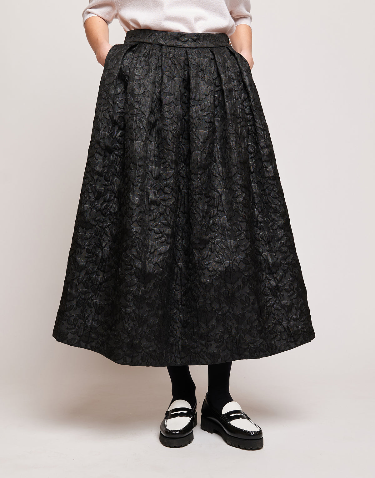 Wide Skirt in Cinzato Floral Matelassé