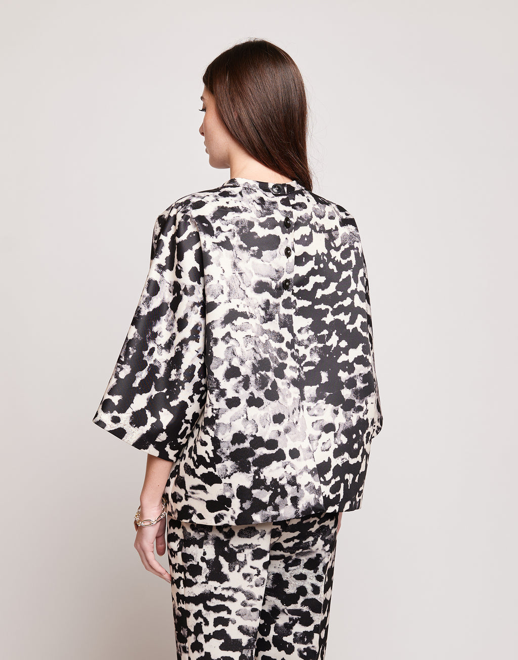Casacca Kimono in Duchesse Stampata Maculata