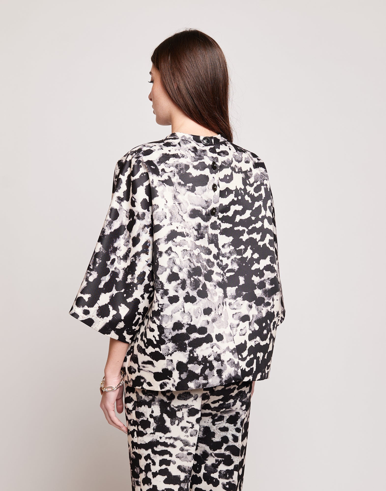 Casacca Kimono in Duchesse Stampata Maculata