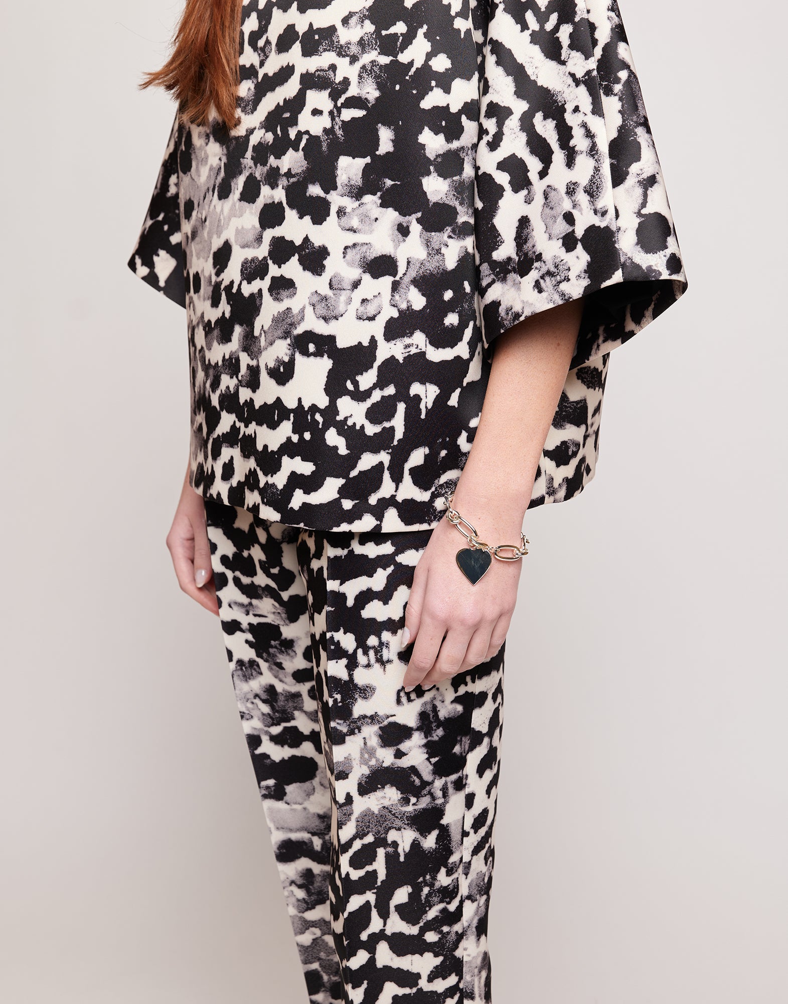 Casacca Kimono in Duchesse Stampata Maculata