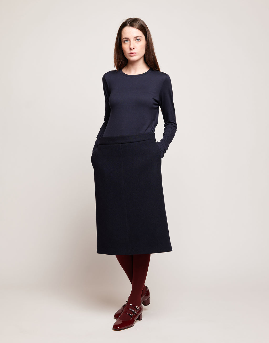 Gonna in Double Twill Sostenibile Oltremare