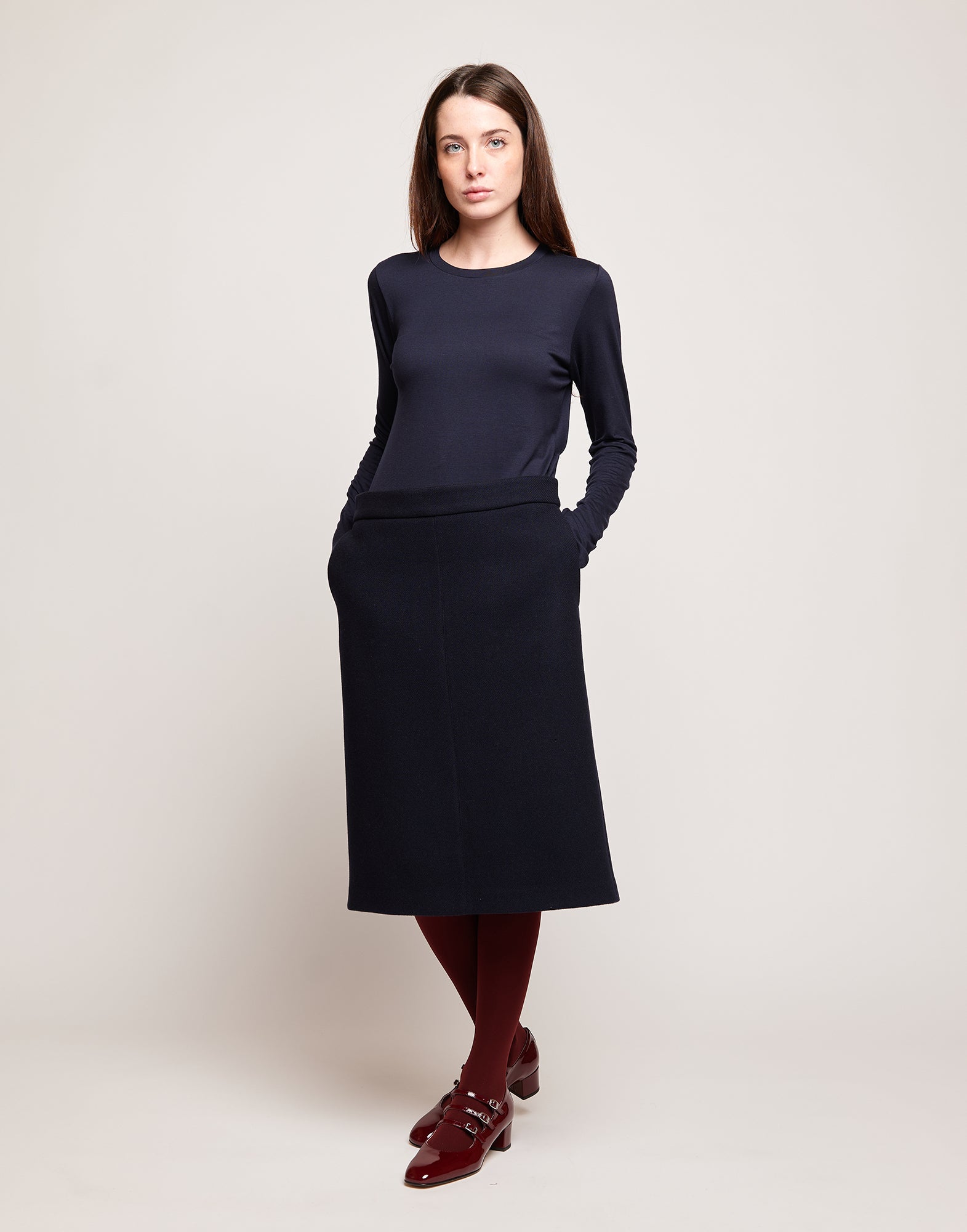 Gonna in Double Twill Sostenibile Oltremare