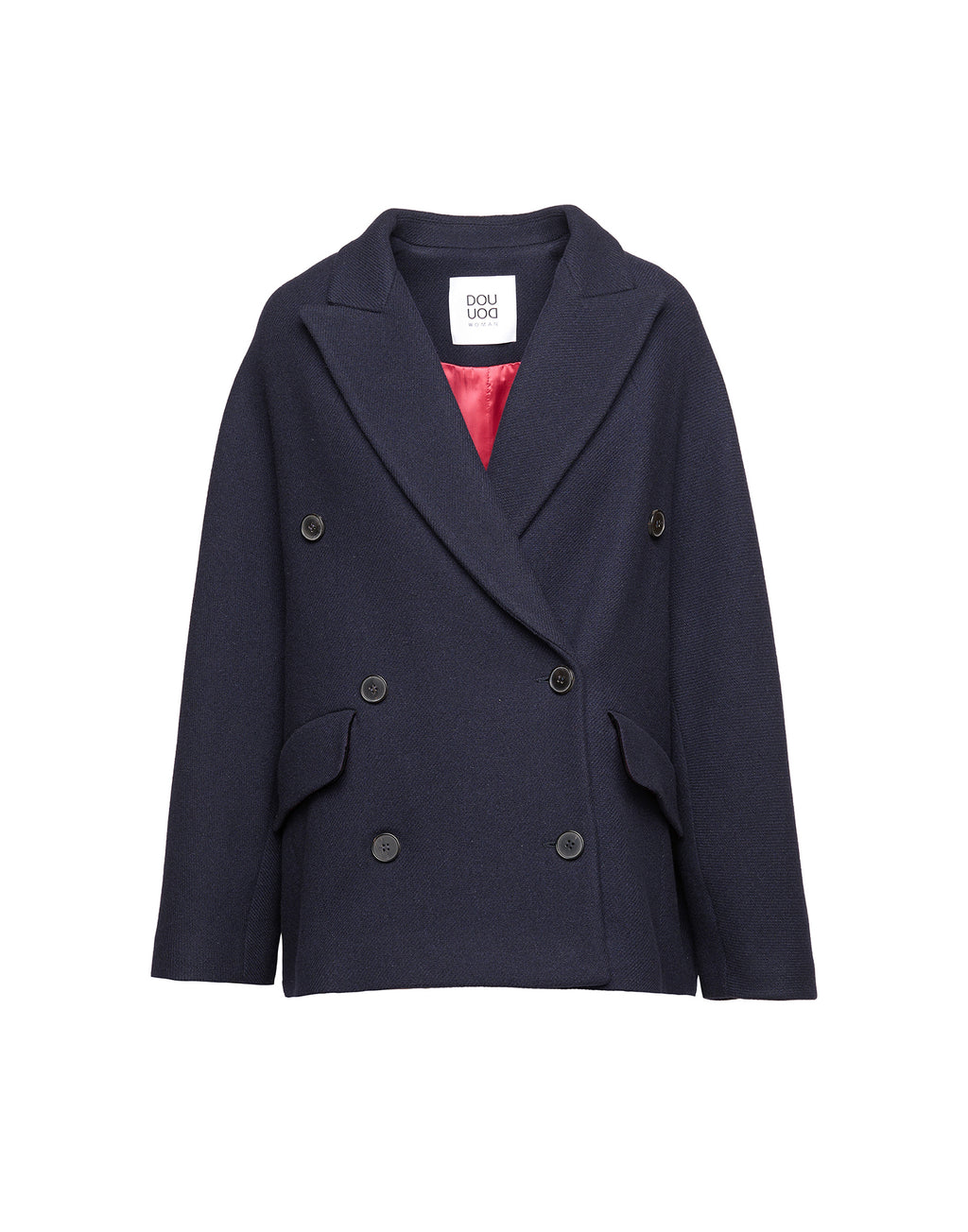 Caban Doppiopetto in Double Twill di Lana Oltremare