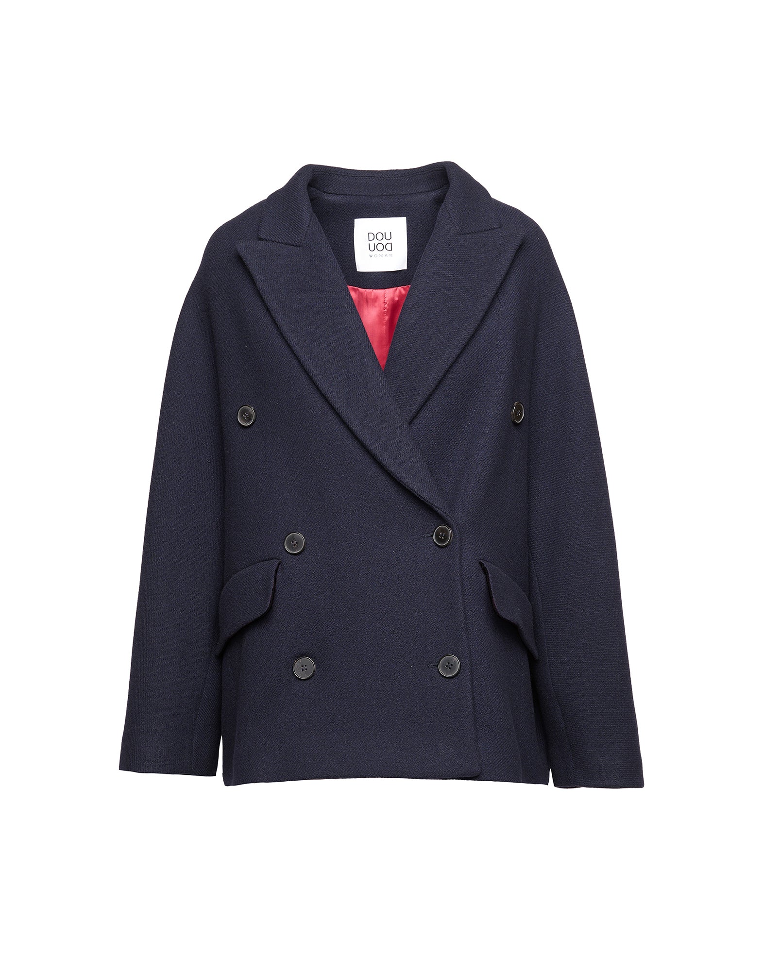 Caban Doppiopetto in Double Twill di Lana Oltremare